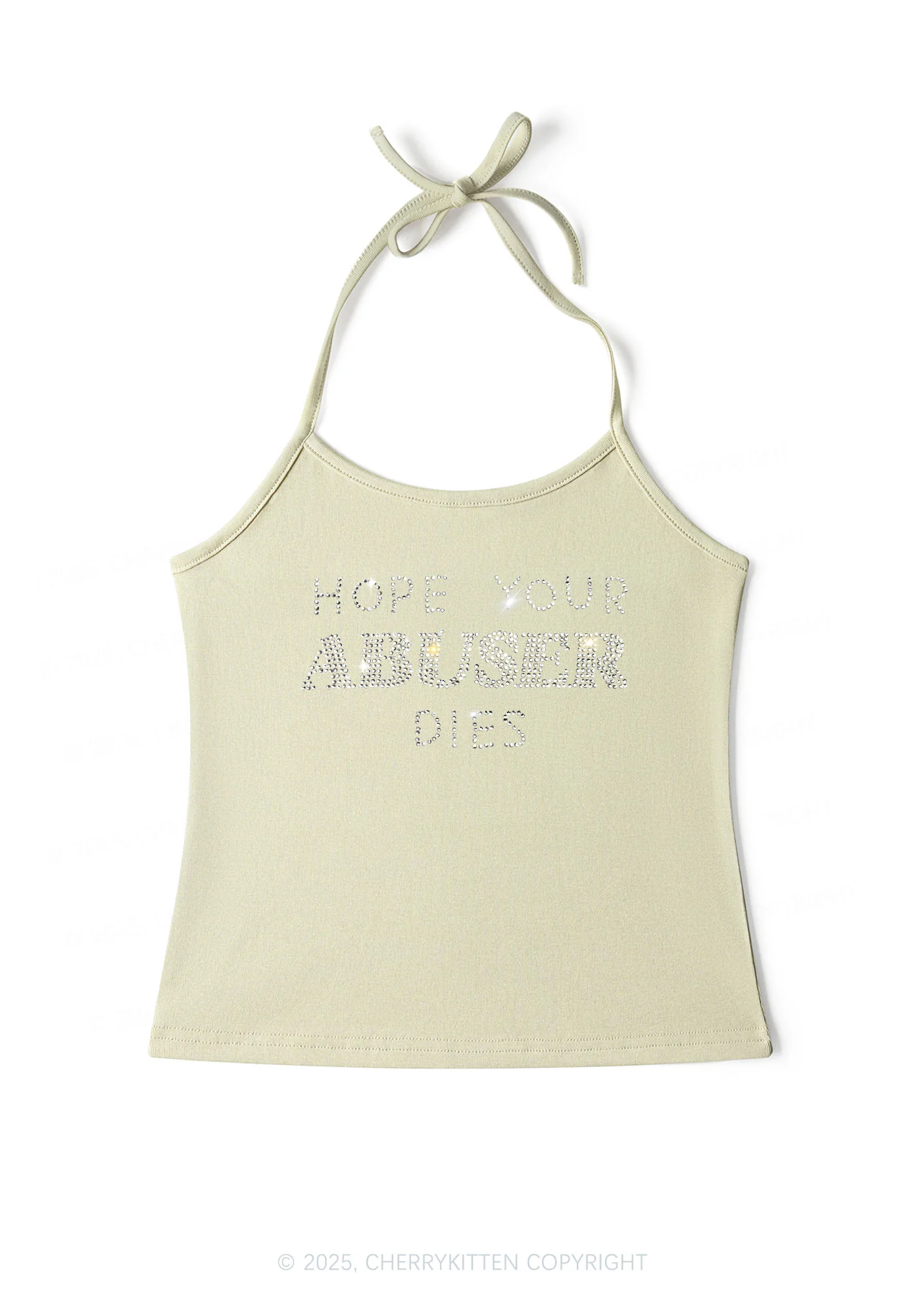 Rhinestone Abuser Dies Y2K Halter Neck Cami Cherrykitten - Image 5
