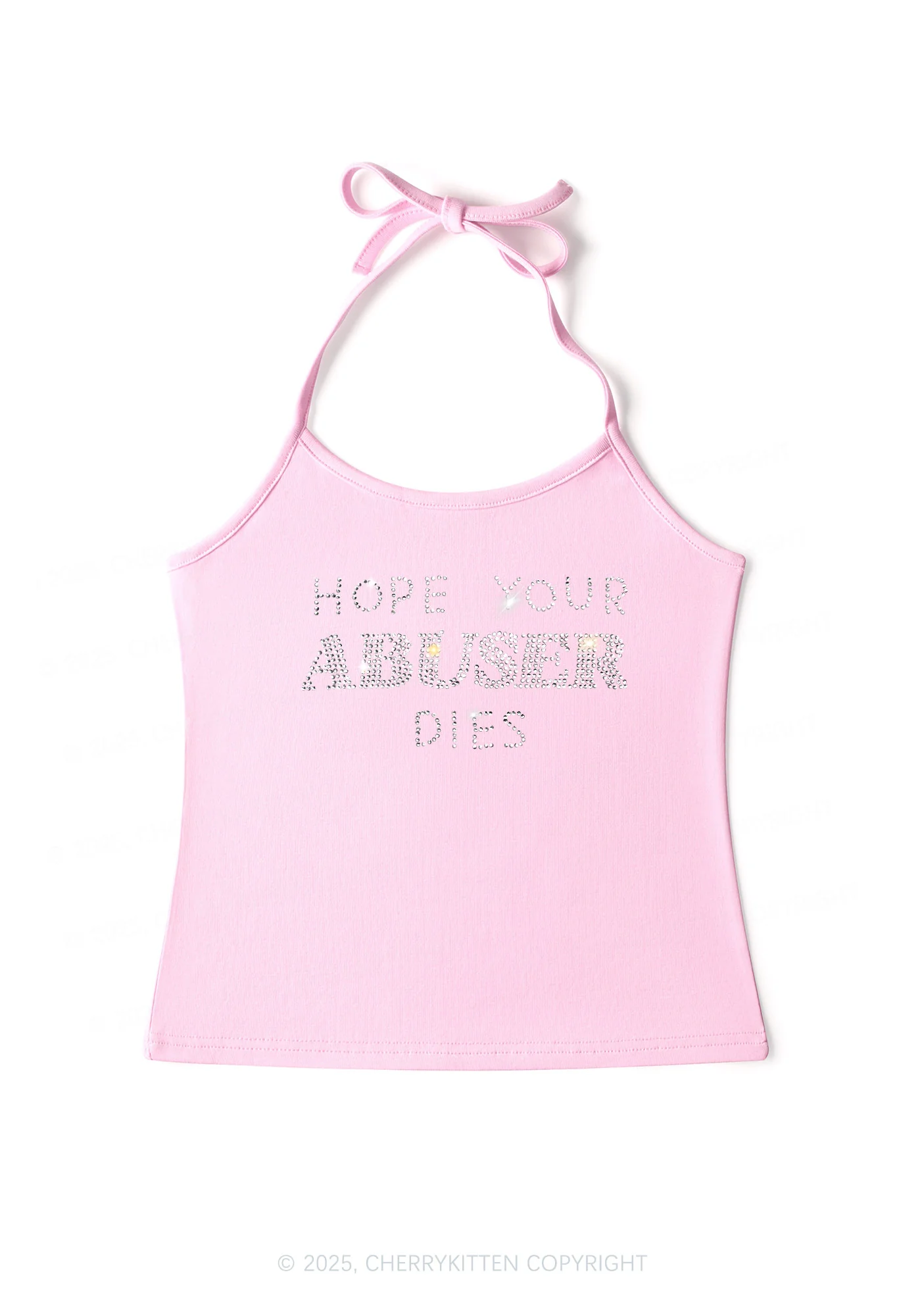 Rhinestone Abuser Dies Y2K Halter Neck Cami Cherrykitten - Image 6