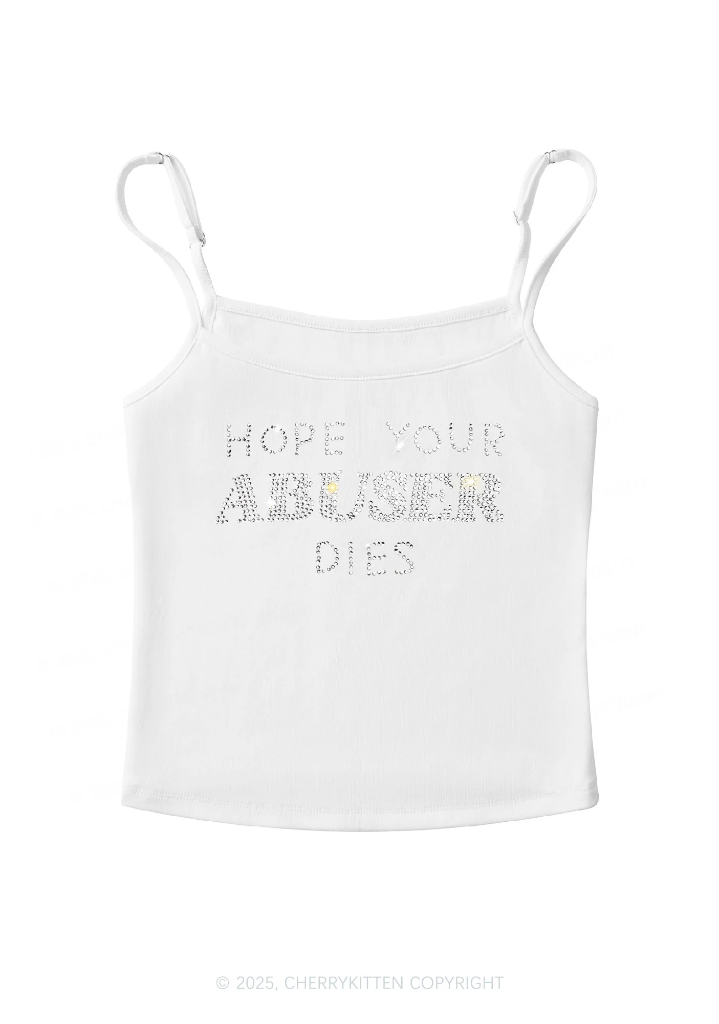 Rhinestone Abuser Dies Y2K Spaghetti Strap Cami Cherrykitten - Image 2