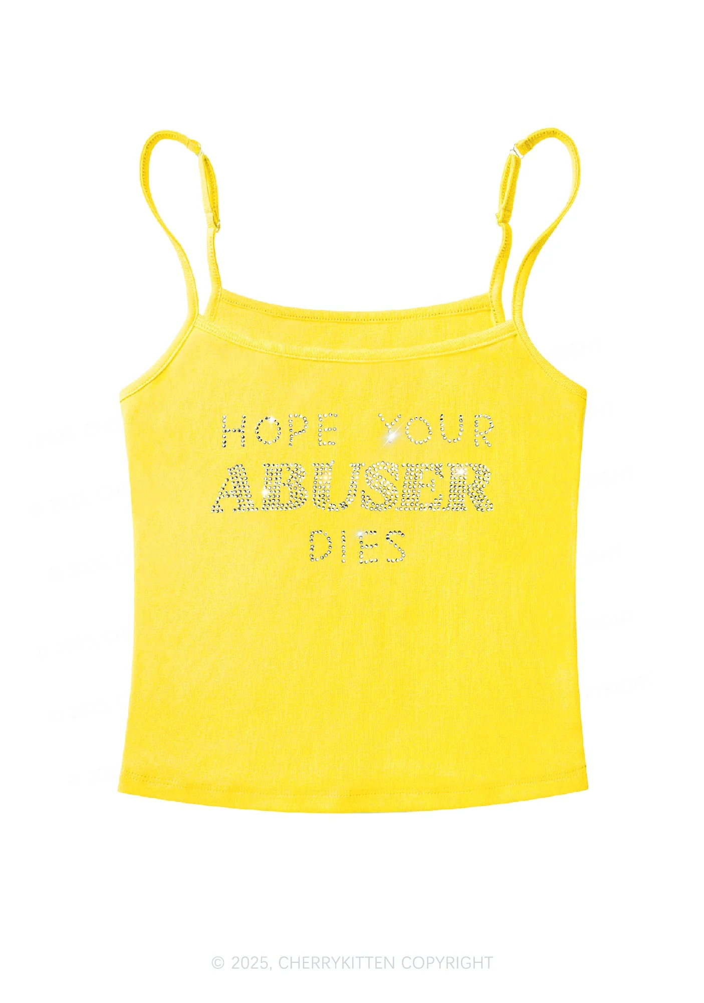 Rhinestone Abuser Dies Y2K Spaghetti Strap Cami Cherrykitten - Image 6