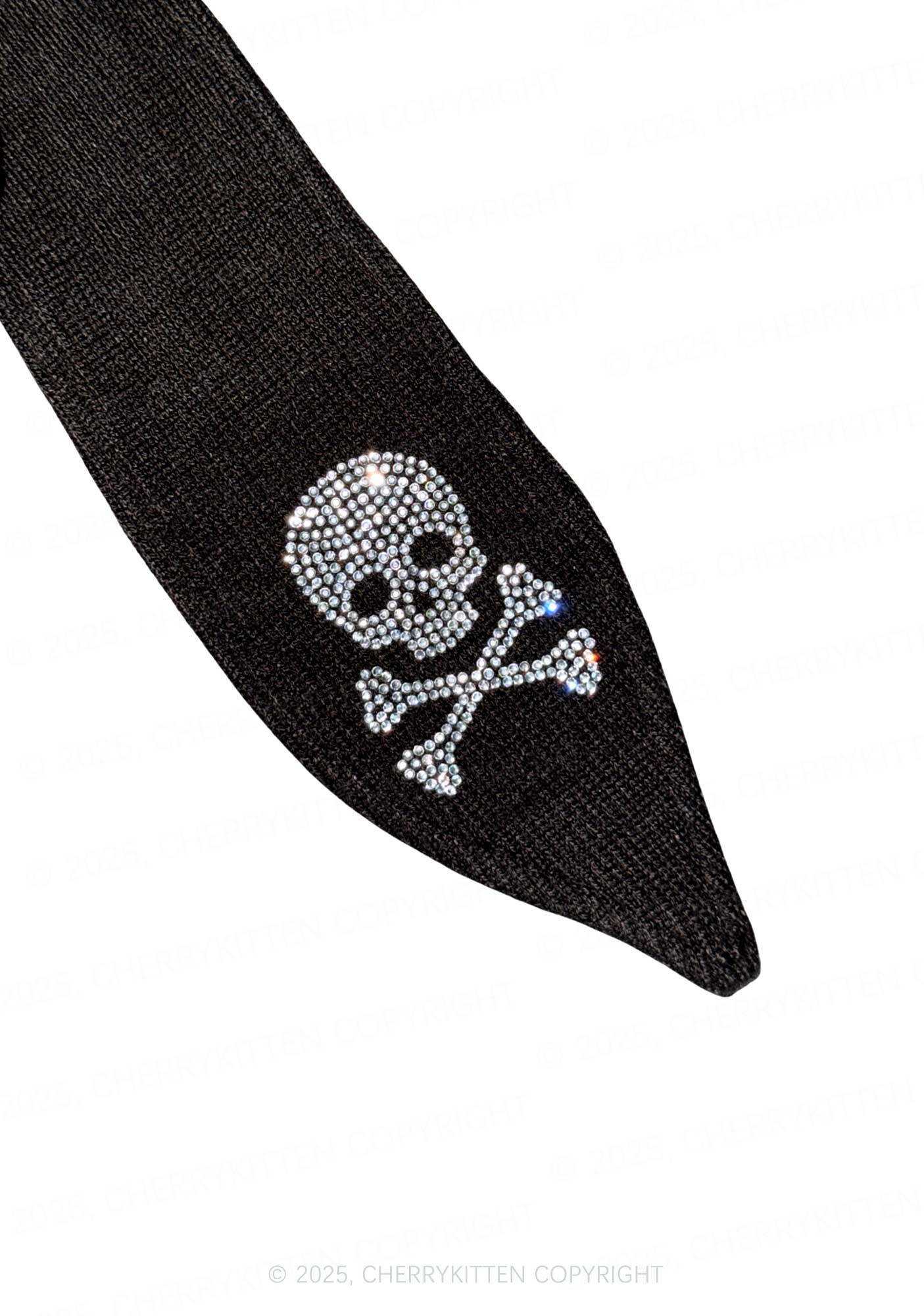 Rhinestone Alpha Male Skull Y2K Bunny Ear Knitted Hat Cherrykitten - Image 4