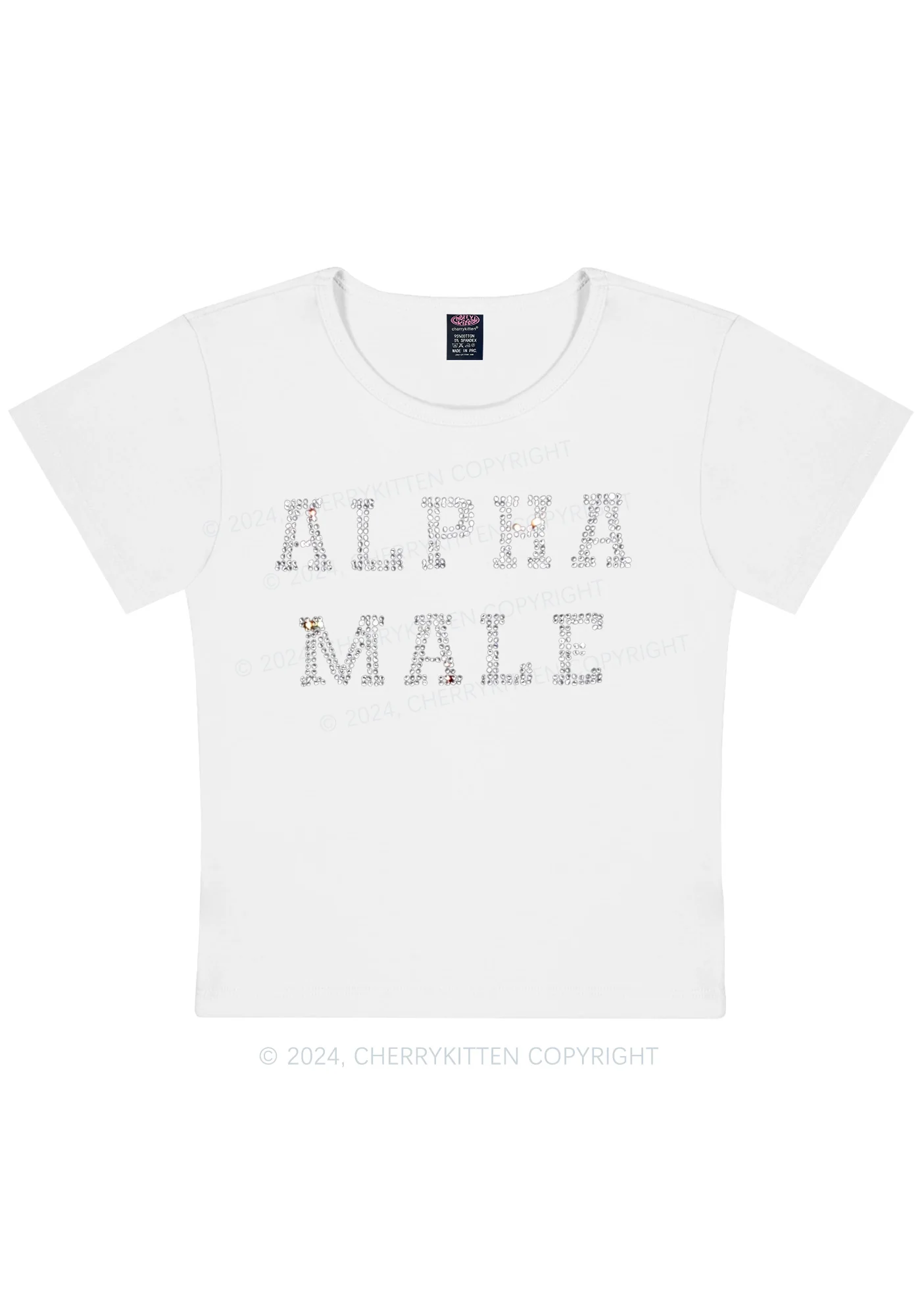 Rhinestone Alpha Male Y2K Baby Tee Cherrykitten - Image 12