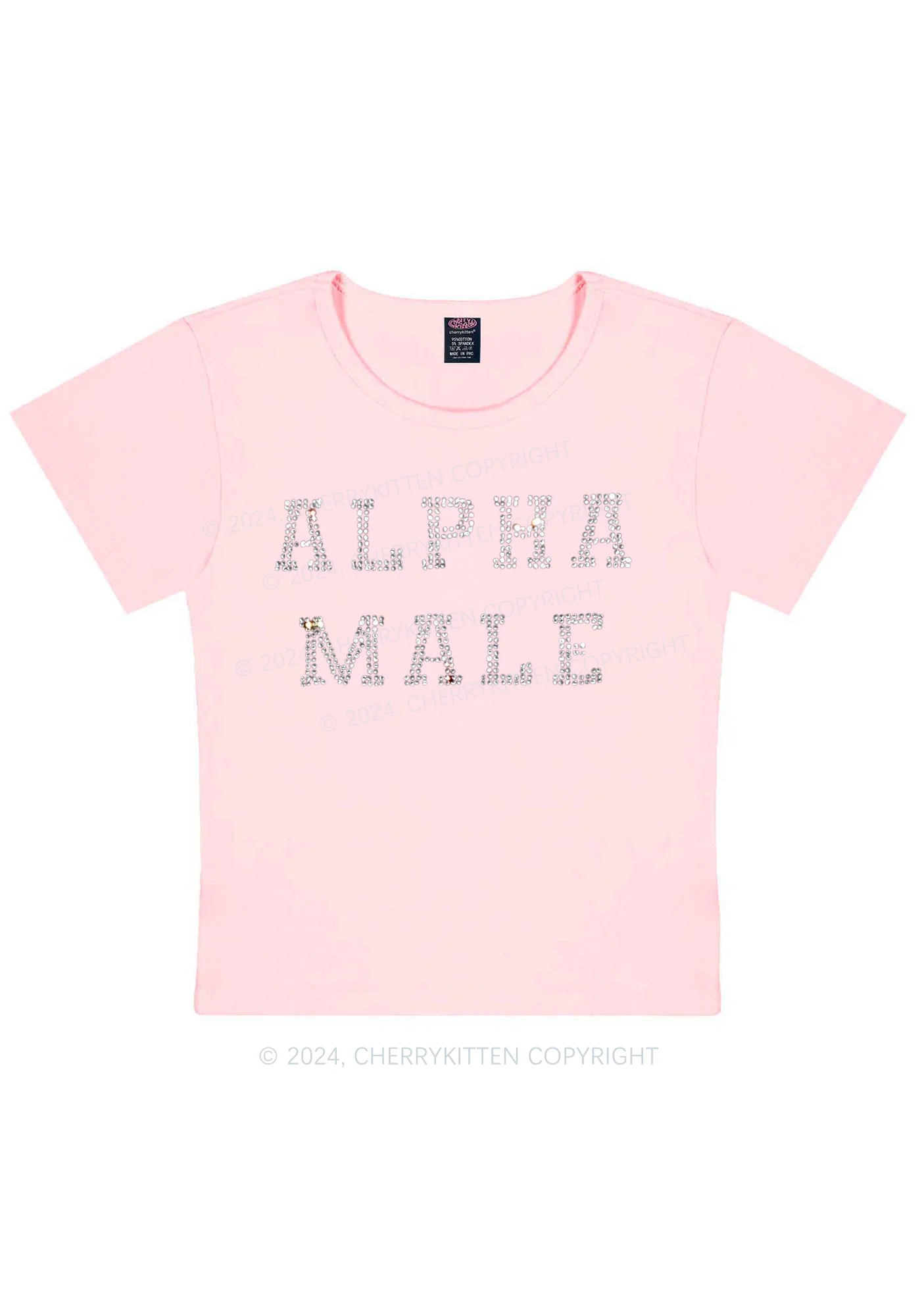 Rhinestone Alpha Male Y2K Baby Tee Cherrykitten - Image 14