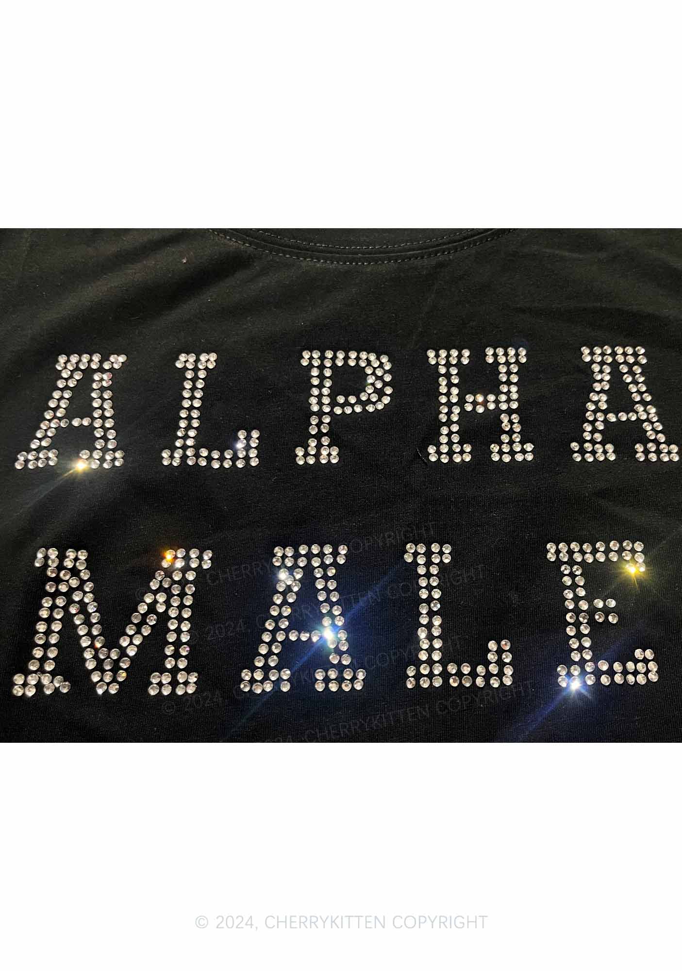 Rhinestone Alpha Male Y2K Baby Tee Cherrykitten - Image 4