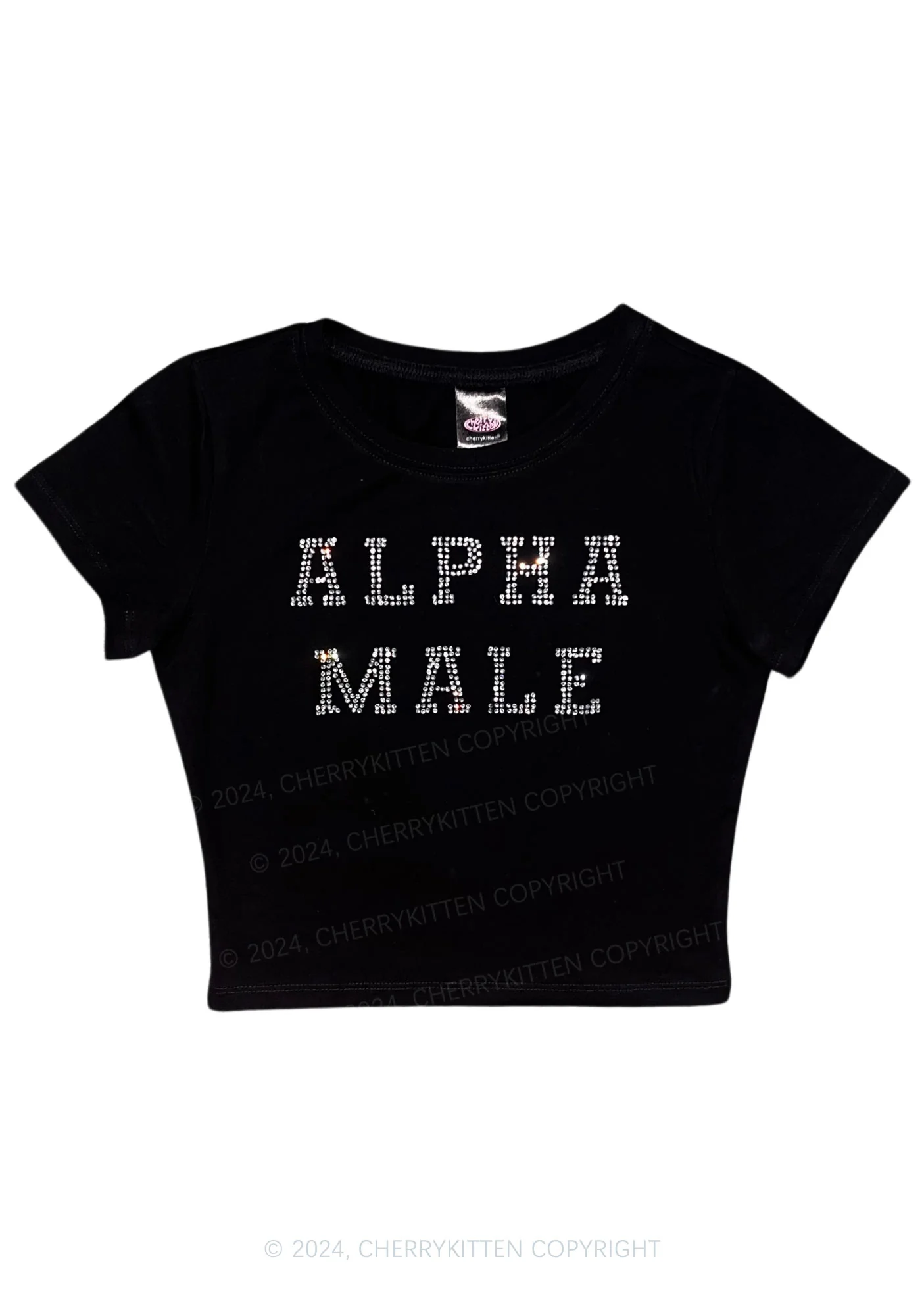 Rhinestone Alpha Male Y2K Baby Tee Cherrykitten - Image 5