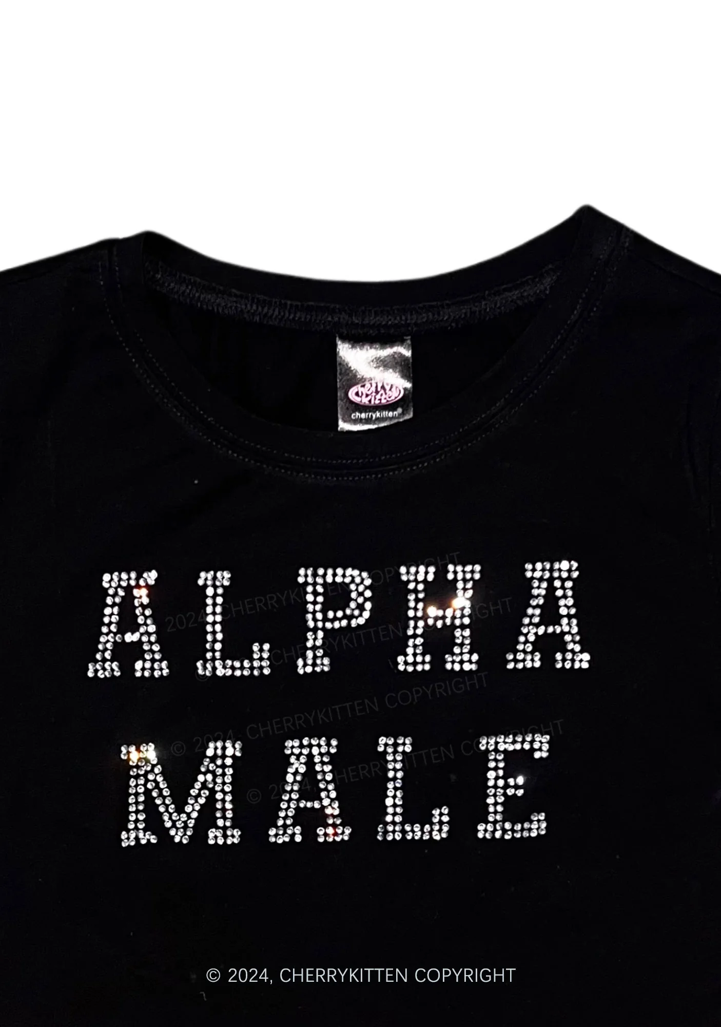 Rhinestone Alpha Male Y2K Baby Tee Cherrykitten - Image 6