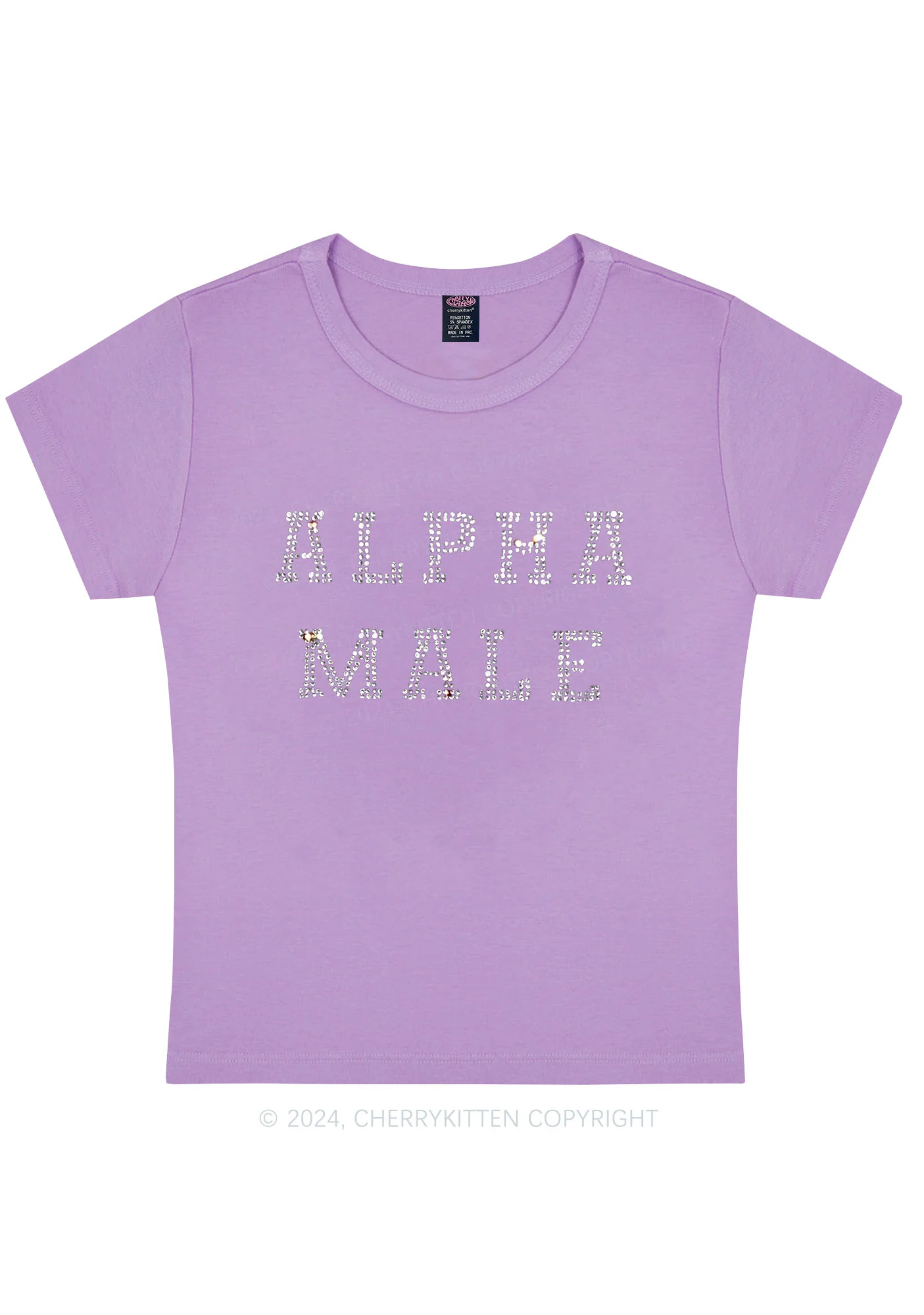 Rhinestone Alpha Male Y2K Baby Tee Cherrykitten - Image 9