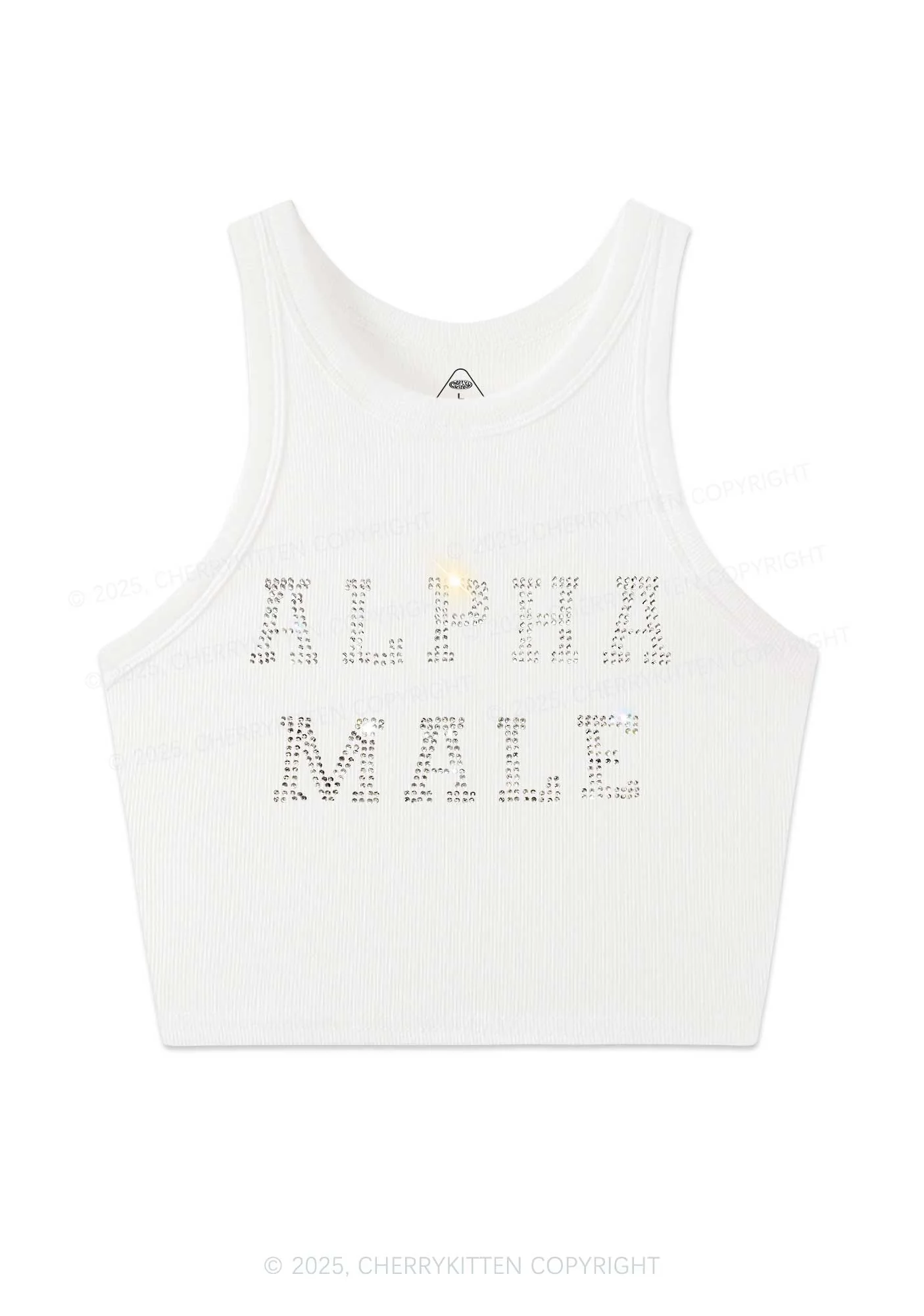 Rhinestone Alpha Male Y2K Crop Tank Top Cherrykitten - Image 3