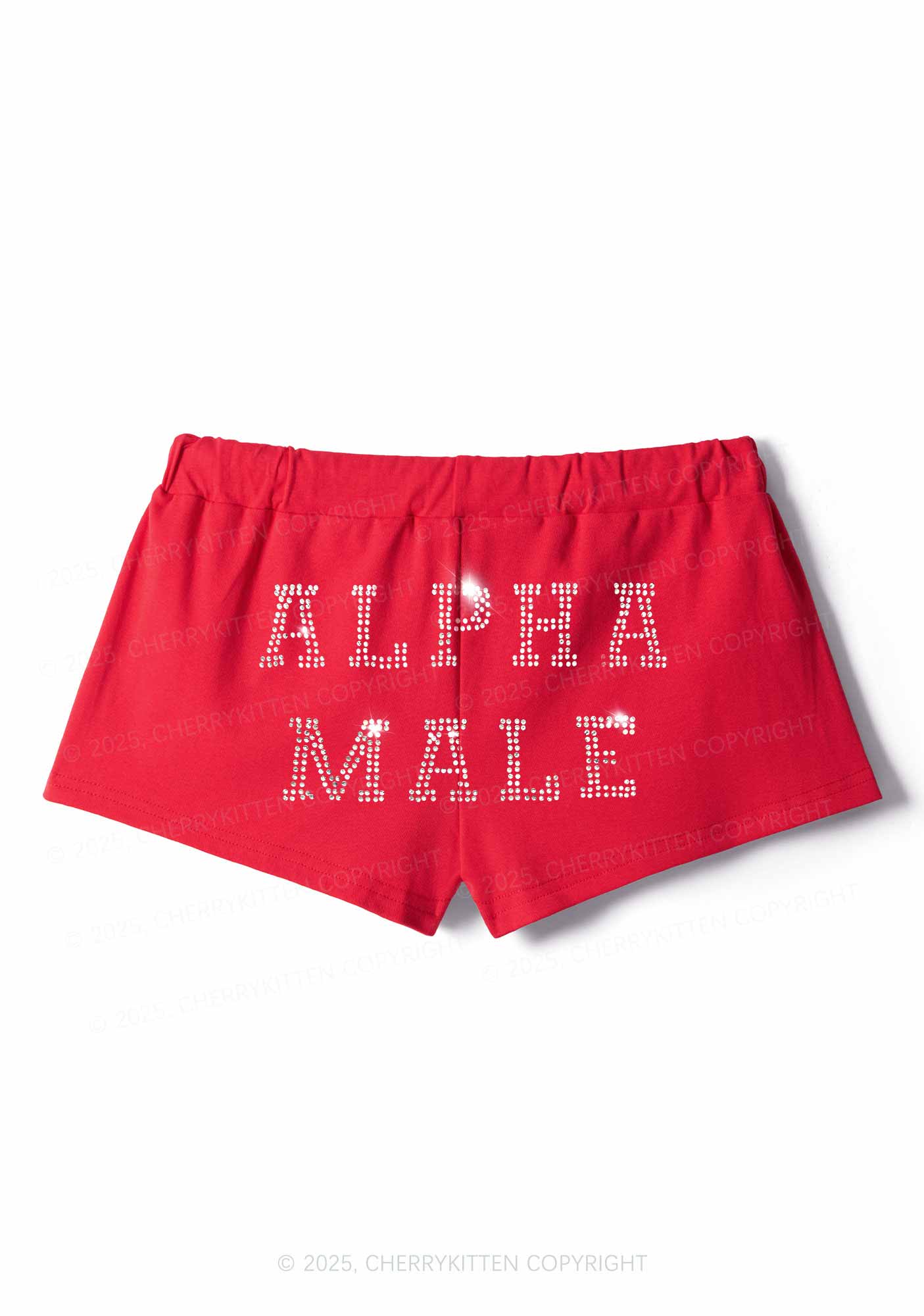 Rhinestone Alpha Male Y2K Drawstring Mini Shorts Cherrykitten - Image 5