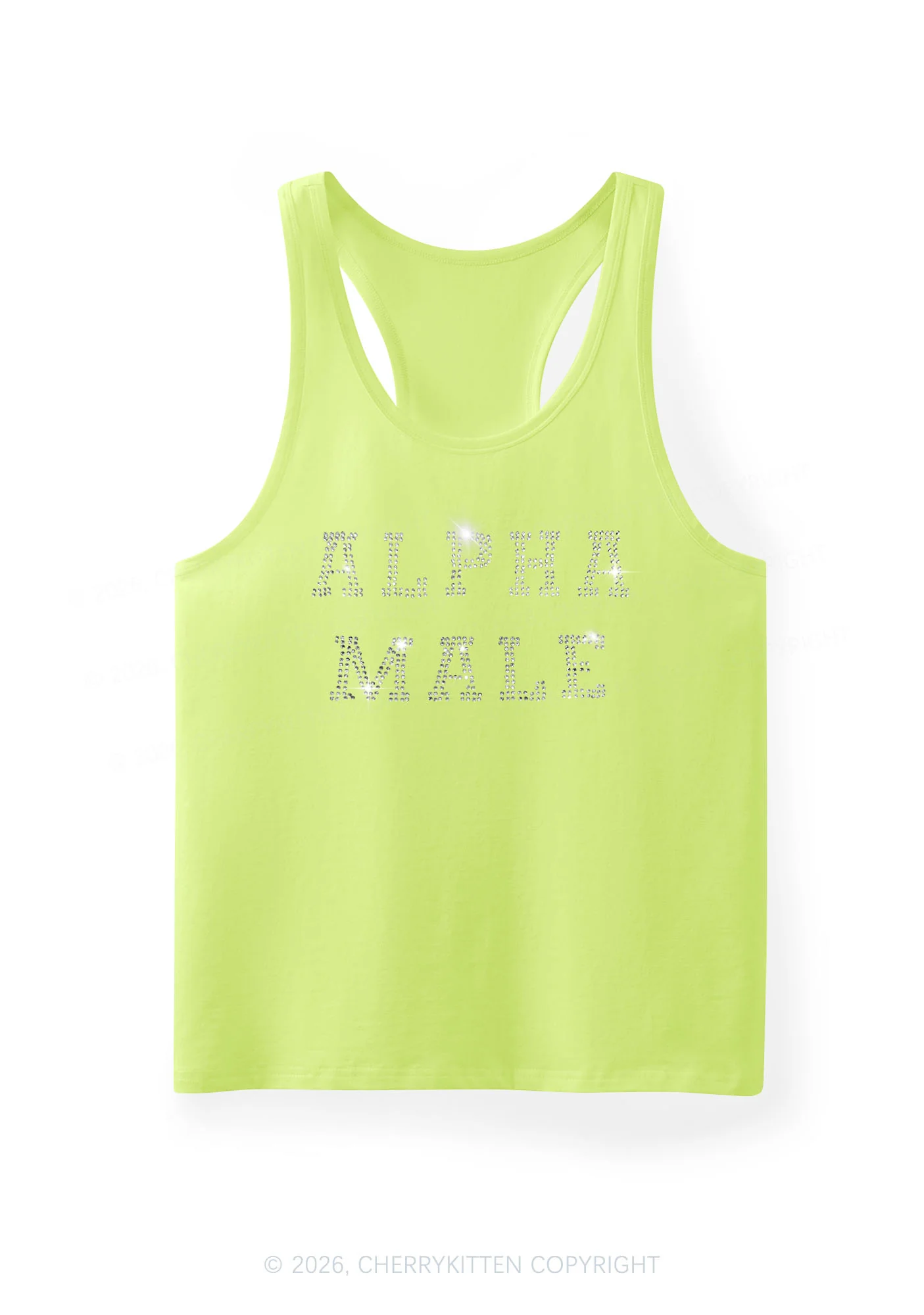 Rhinestone Alpha Male Y2K Men Racerback Tank Top Cherrykitten - Image 12