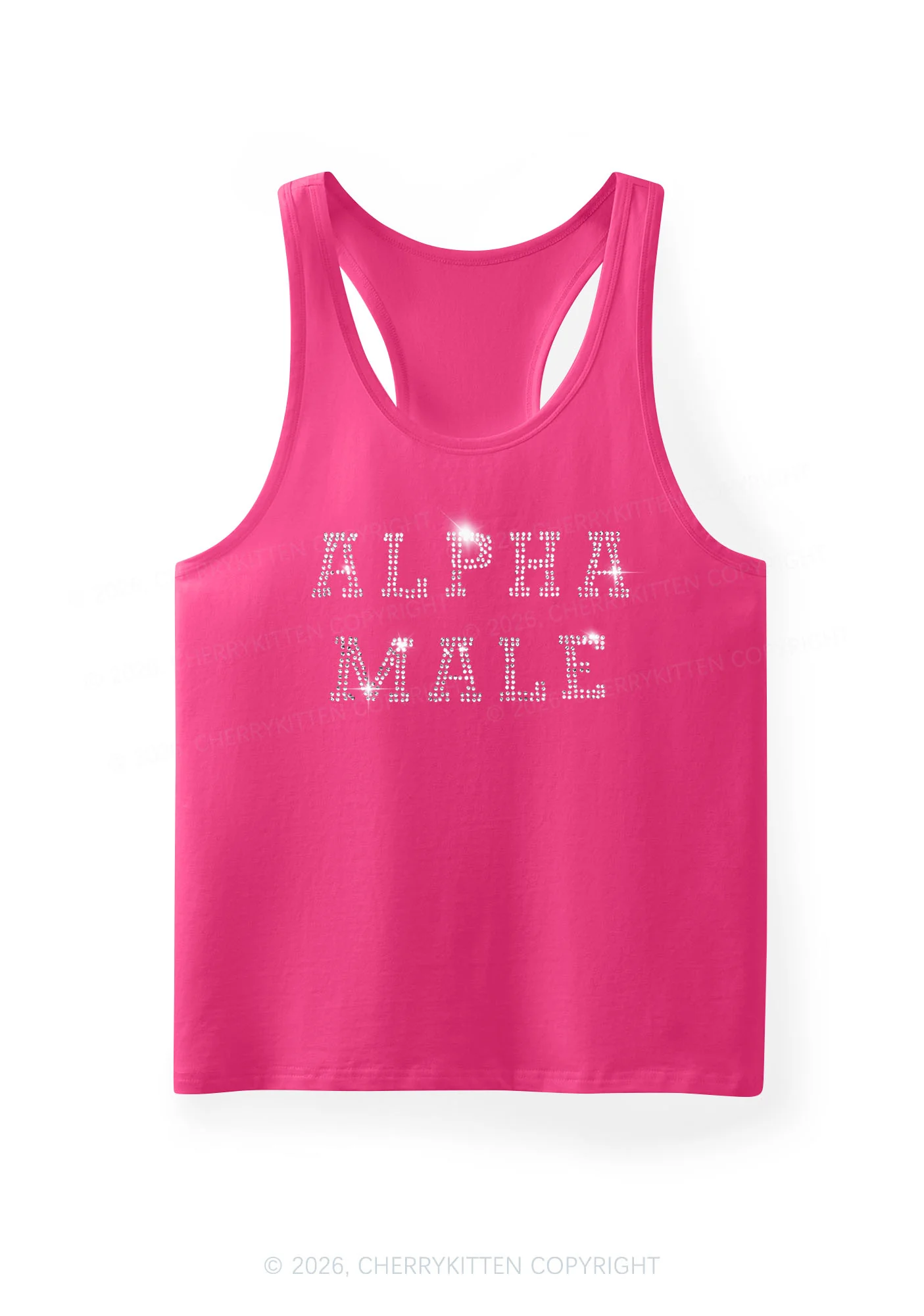 Rhinestone Alpha Male Y2K Men Racerback Tank Top Cherrykitten - Image 3
