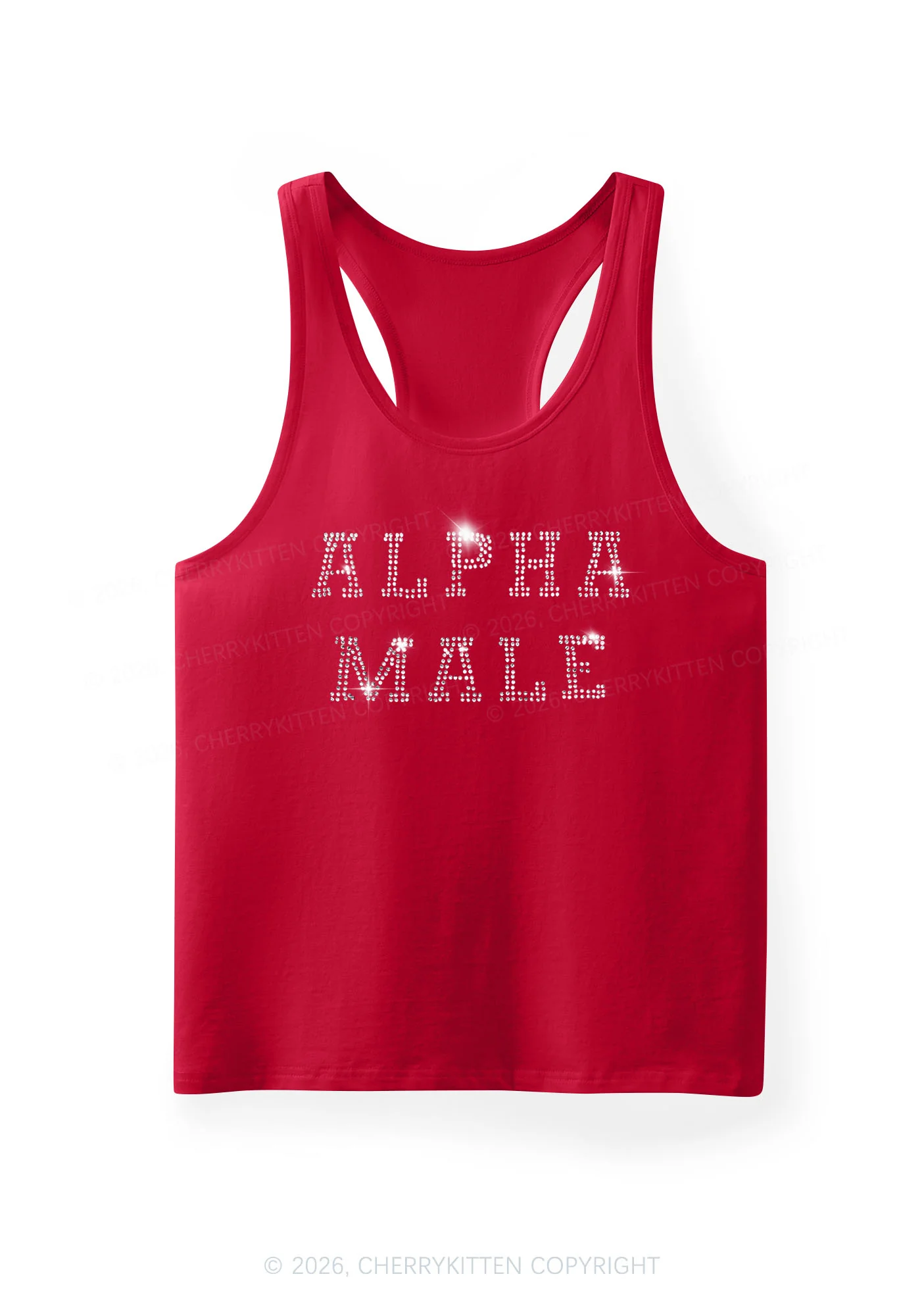 Rhinestone Alpha Male Y2K Men Racerback Tank Top Cherrykitten - Image 4