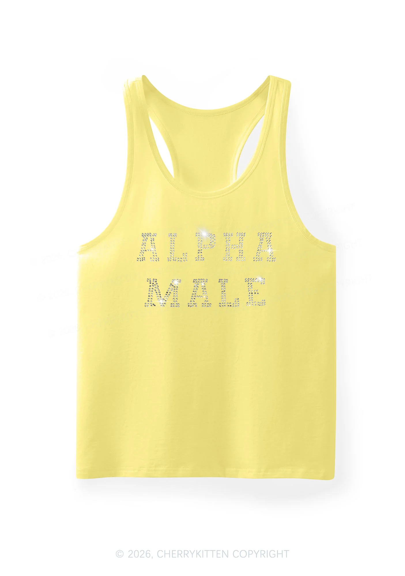 Rhinestone Alpha Male Y2K Men Racerback Tank Top Cherrykitten - Image 6