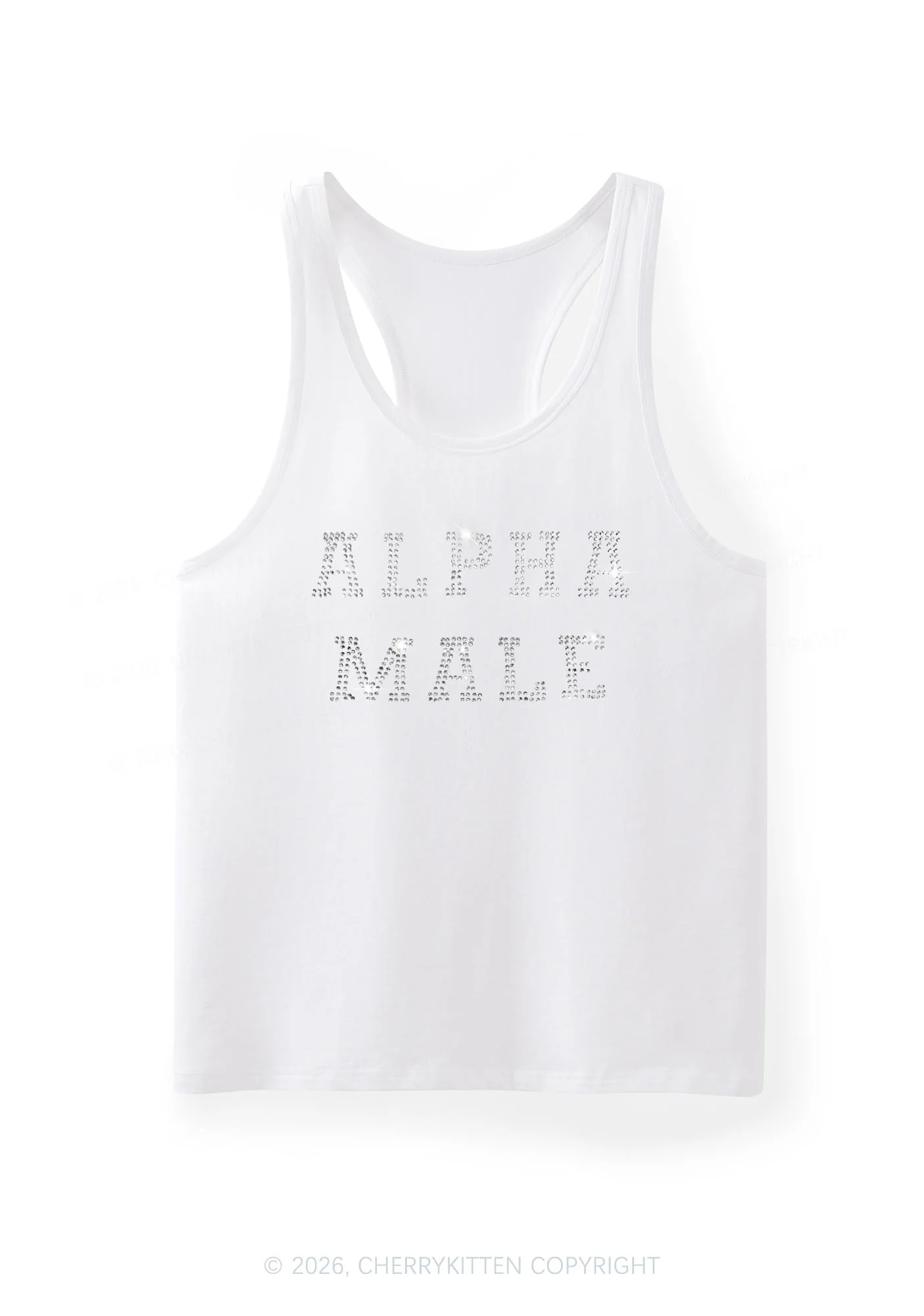 Rhinestone Alpha Male Y2K Men Racerback Tank Top Cherrykitten - Image 9