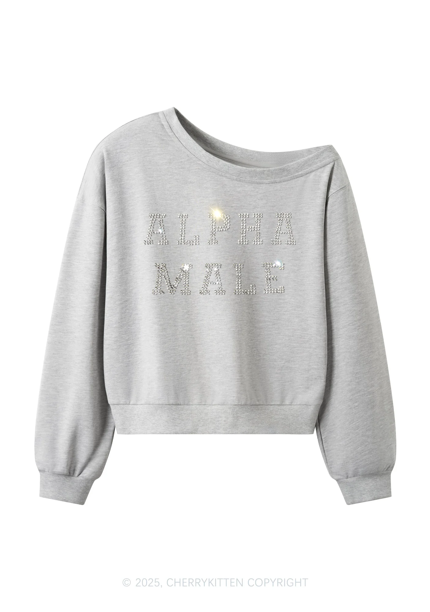 Rhinestone Alpha Male Y2K Off Shoulder Sweatshirts Cherrykitten - Image 4