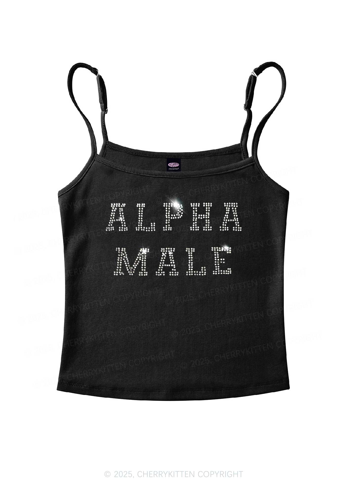 Rhinestone Alpha Male Y2K Spaghetti Strap Cami Cherrykitten - Image 4