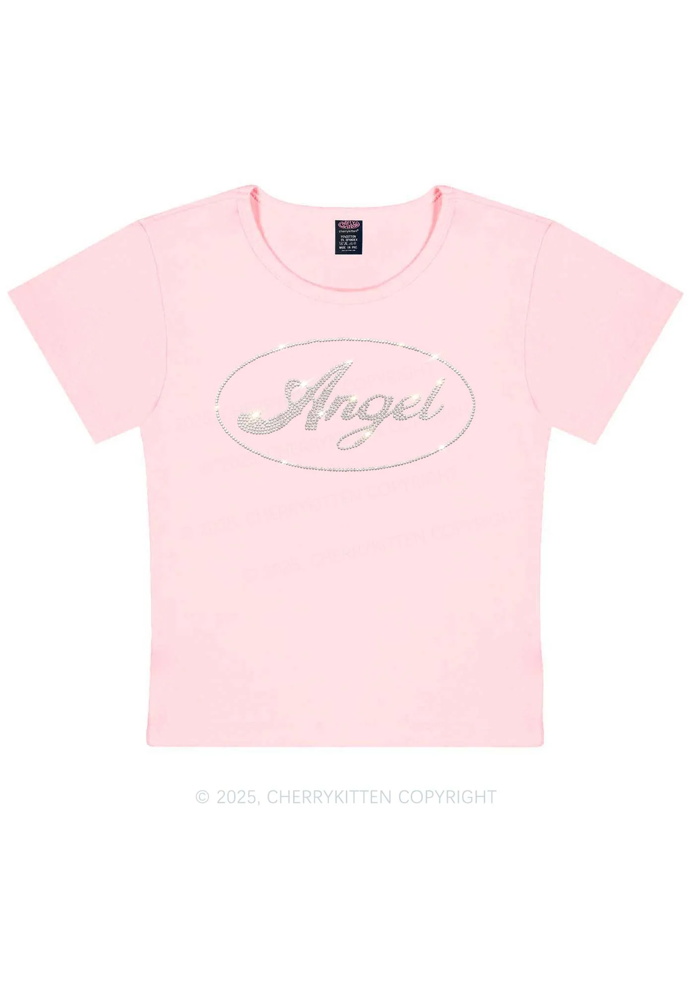Rhinestone Angel Y2K Baby Tee Cherrykitten - Image 11