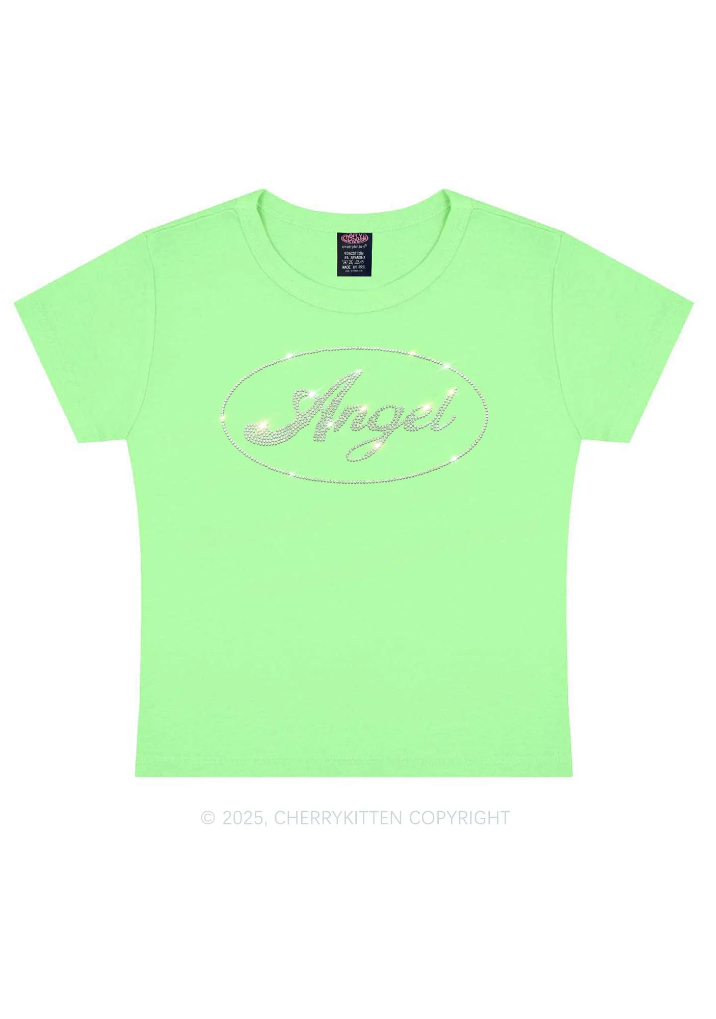 Rhinestone Angel Y2K Baby Tee Cherrykitten - Image 12