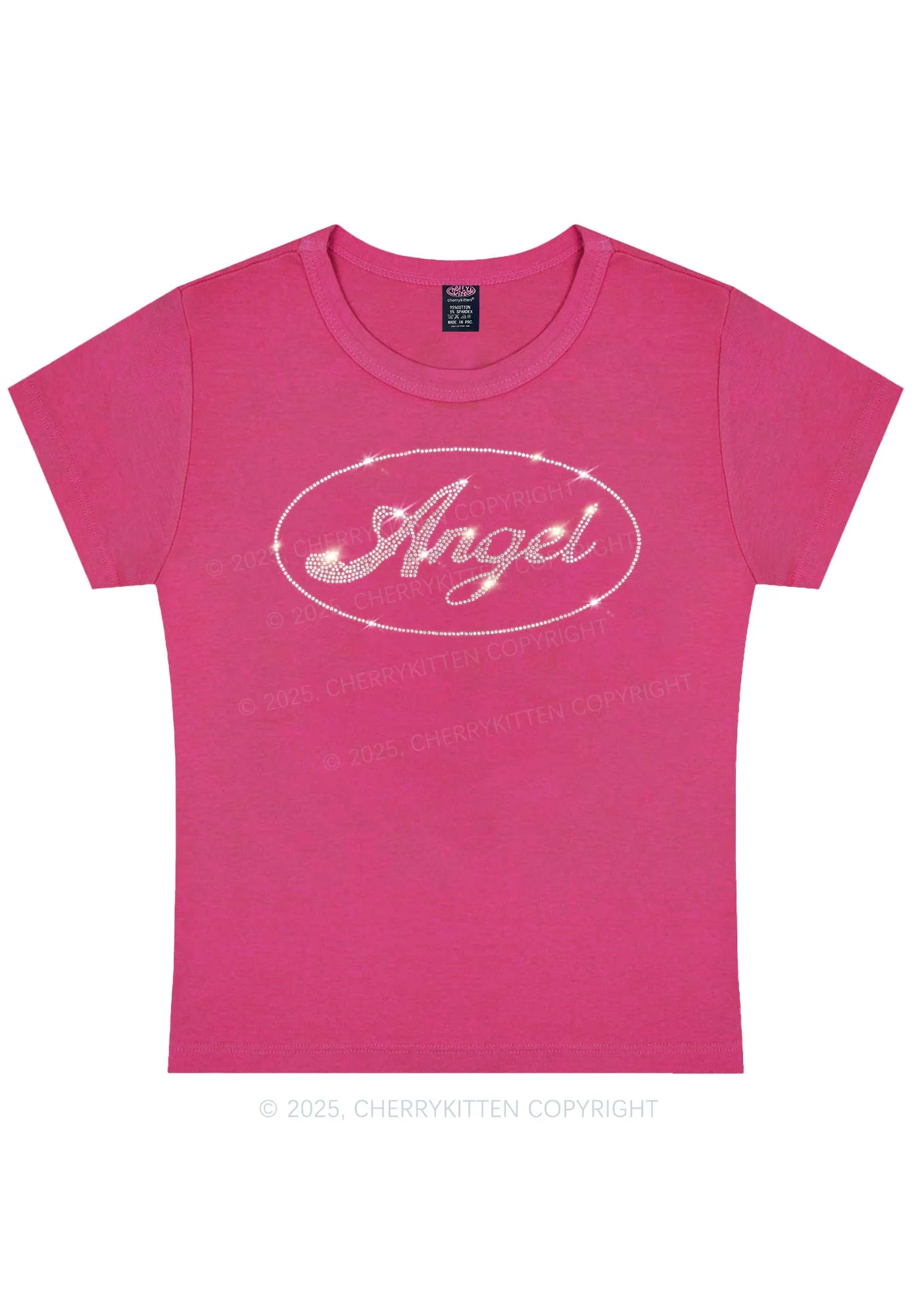 Rhinestone Angel Y2K Baby Tee Cherrykitten - Image 5