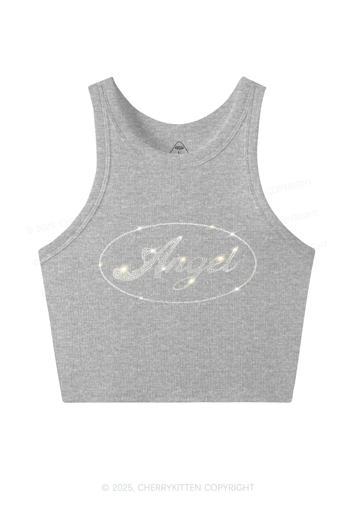 Rhinestone Angel Y2K Crop Tank Top Cherrykitten - Image 4