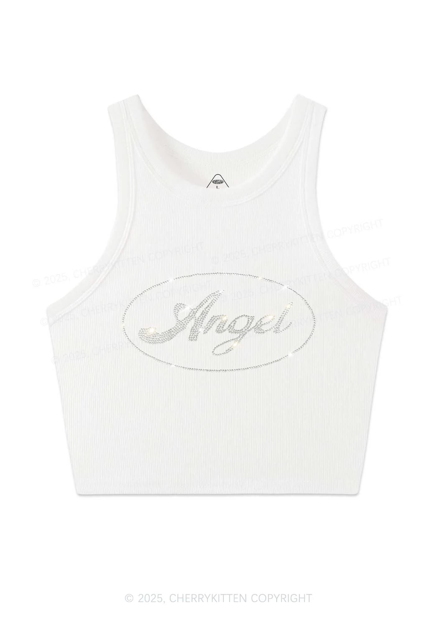 Rhinestone Angel Y2K Crop Tank Top Cherrykitten - Image 5
