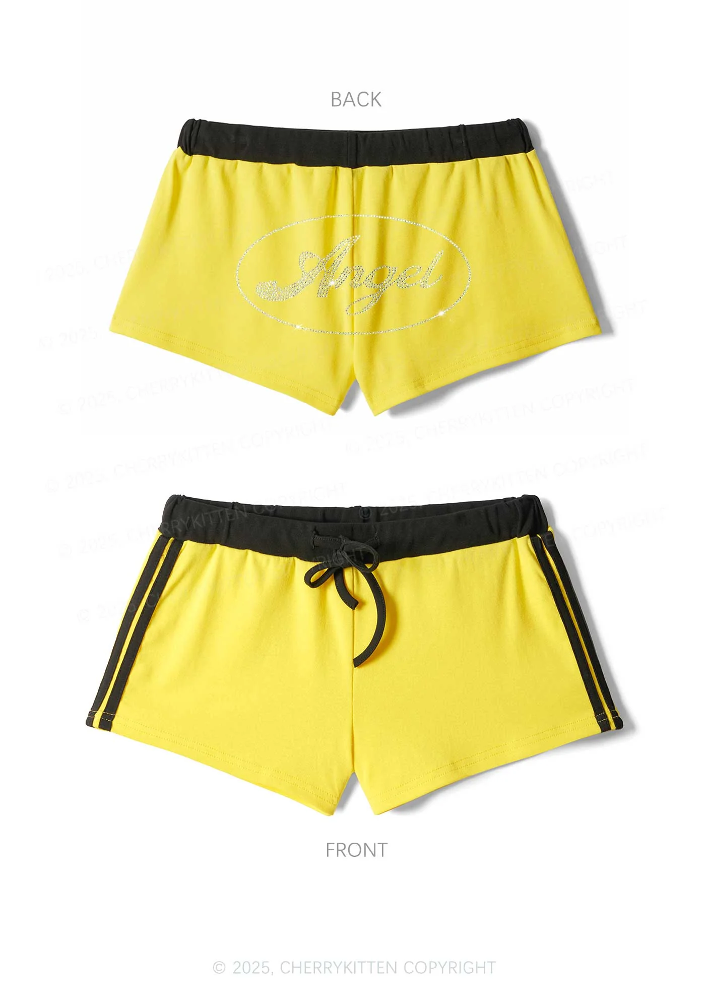 Rhinestone Angel Y2K Drawstring Mini Shorts Cherrykitten - Image 6
