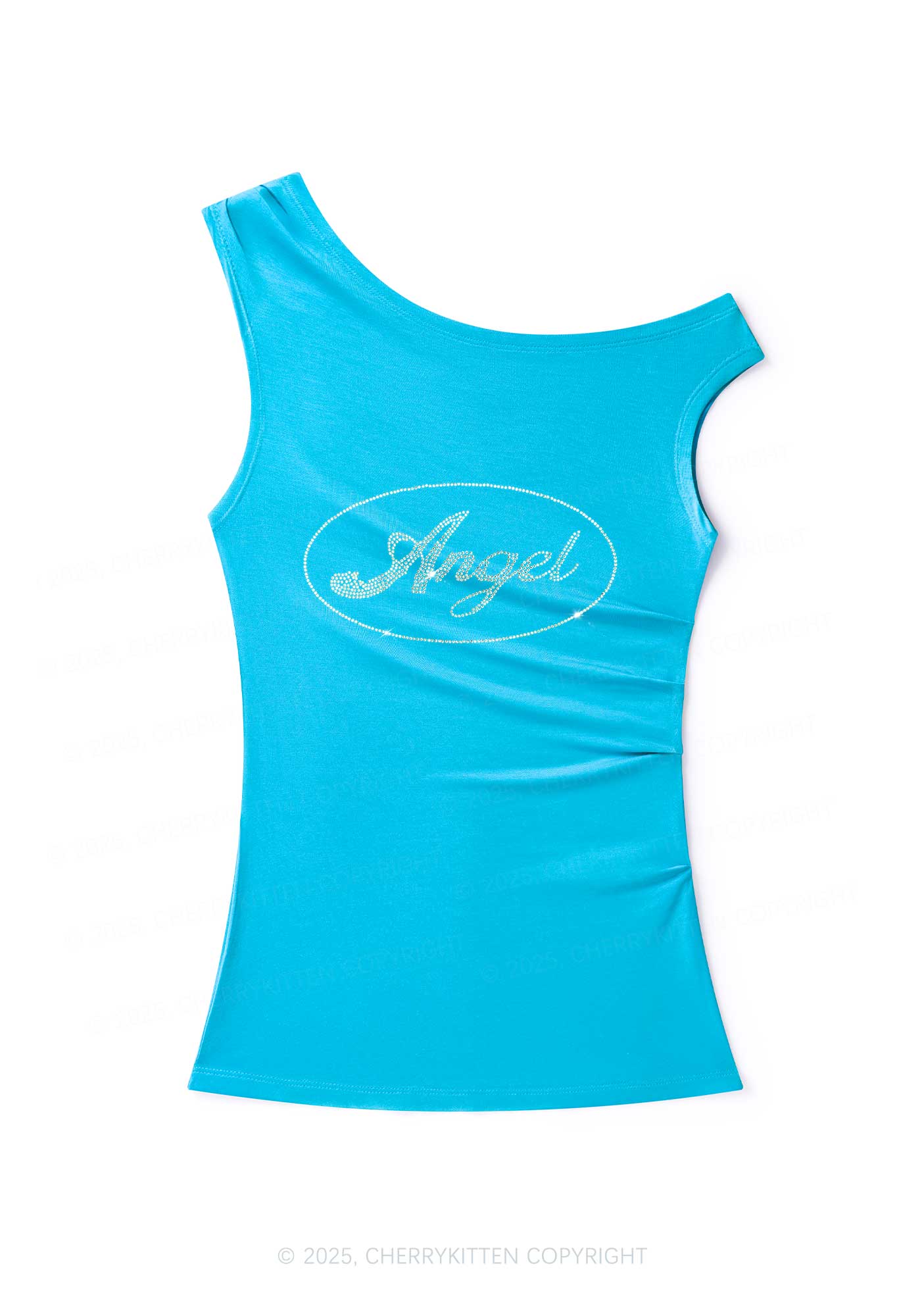 Rhinestone Angel Y2K Off Shoulder Tank Top Cherrykitten - Image 2