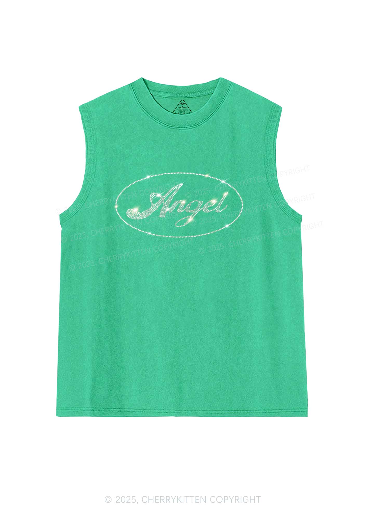 Rhinestone Angel Y2K Washed Muscle Tank Cherrykitten - Image 6