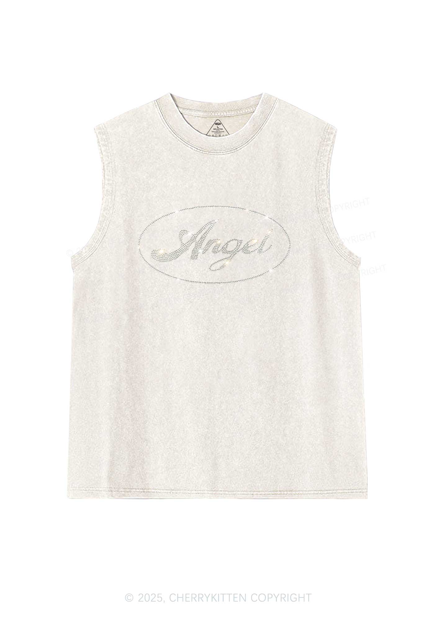 Rhinestone Angel Y2K Washed Muscle Tank Cherrykitten - Image 7