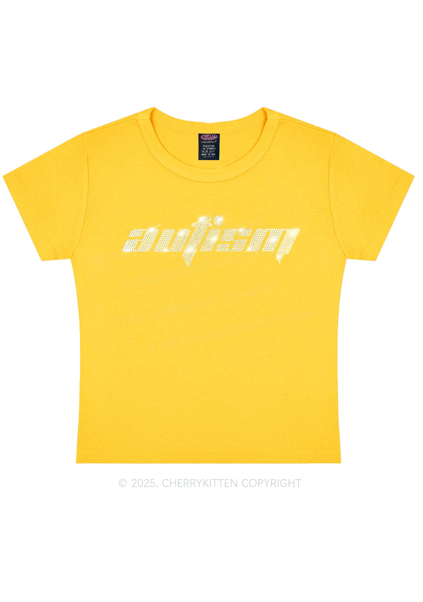 Rhinestone Autism Y2K Baby Tee Cherrykitten - Image 10