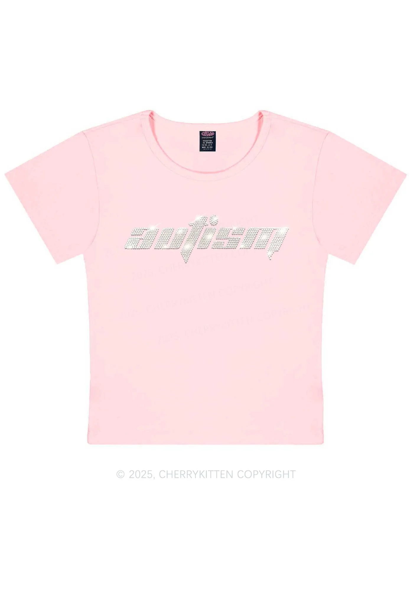 Rhinestone Autism Y2K Baby Tee Cherrykitten - Image 12