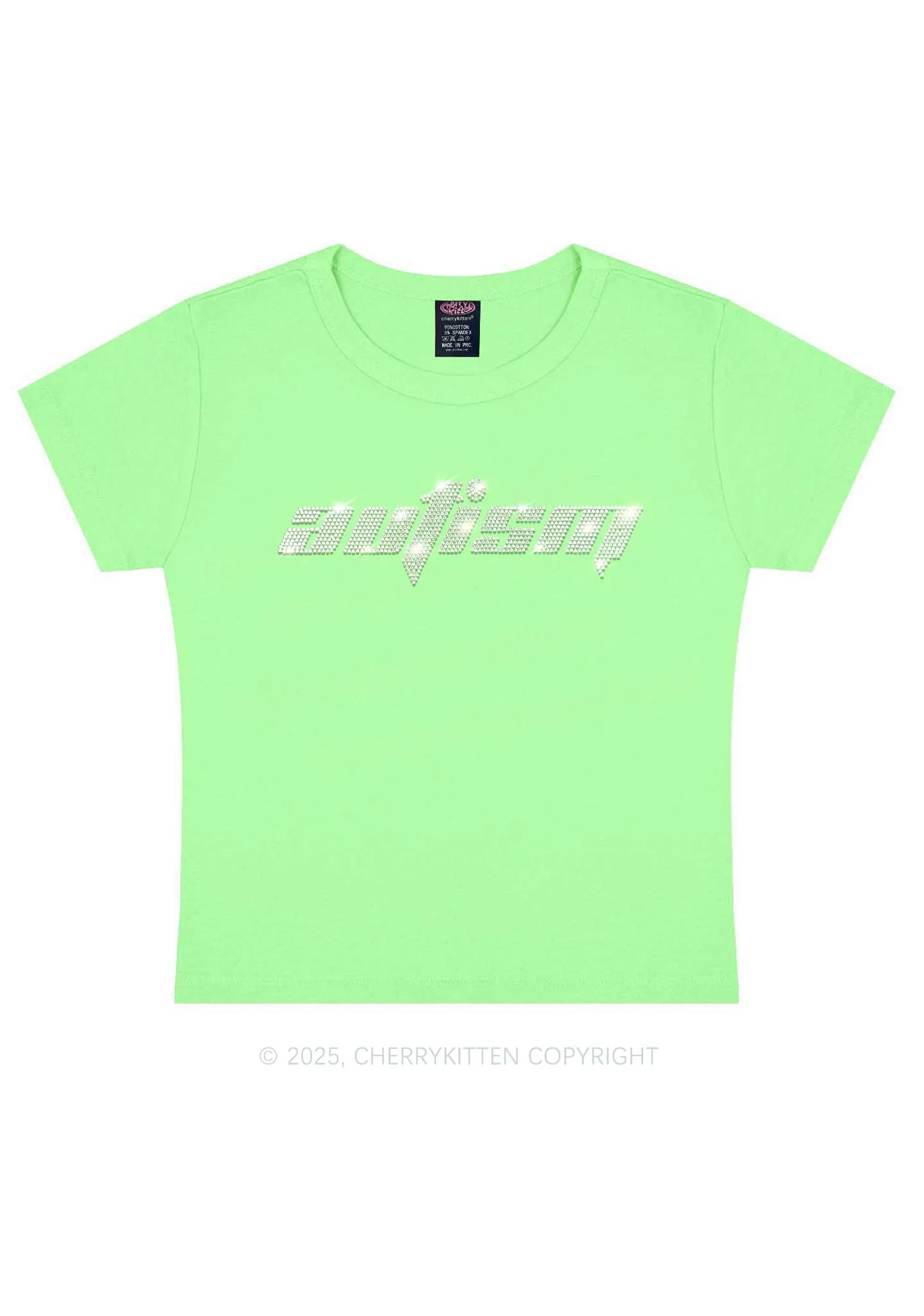 Rhinestone Autism Y2K Baby Tee Cherrykitten - Image 13