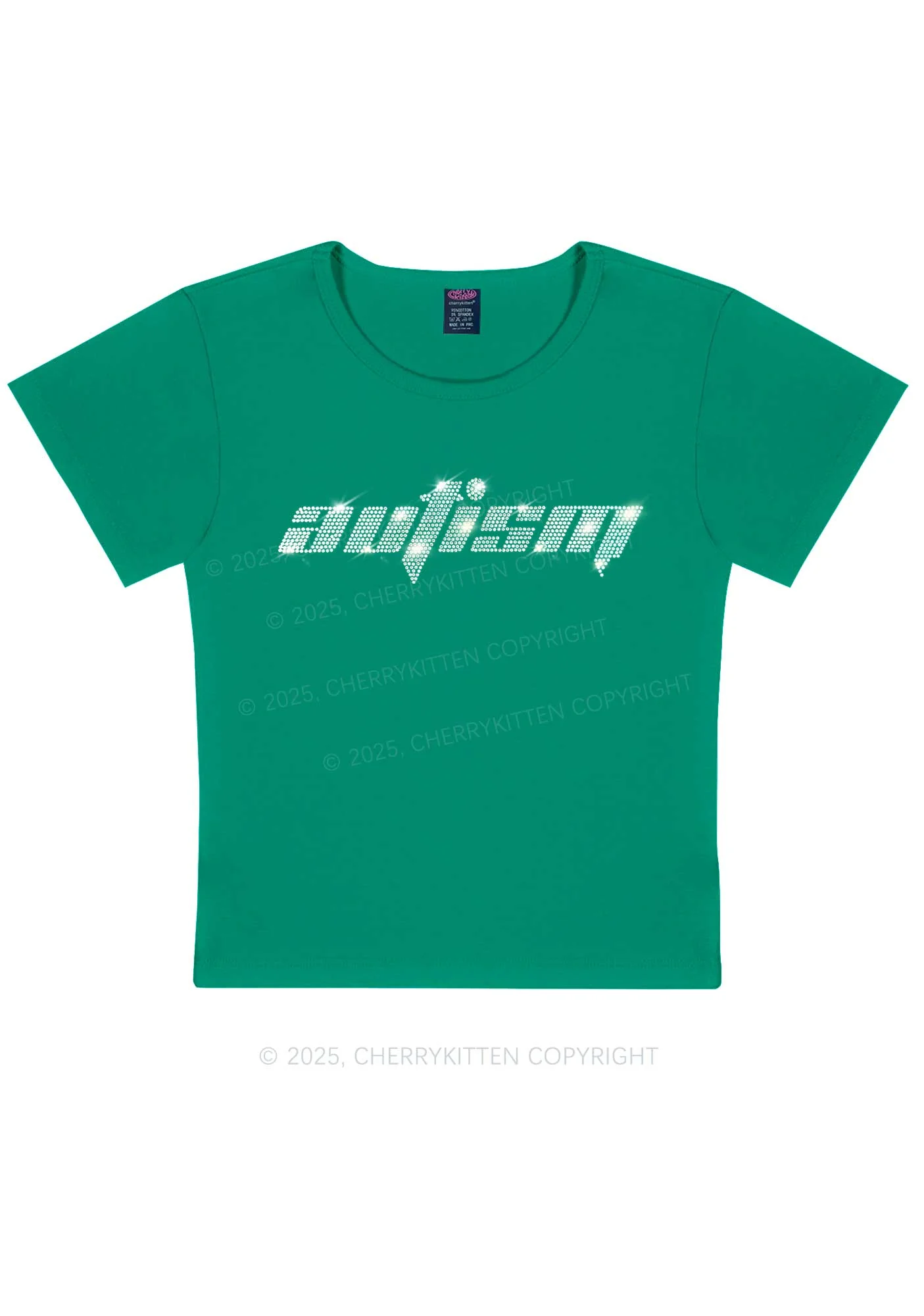 Rhinestone Autism Y2K Baby Tee Cherrykitten - Image 8