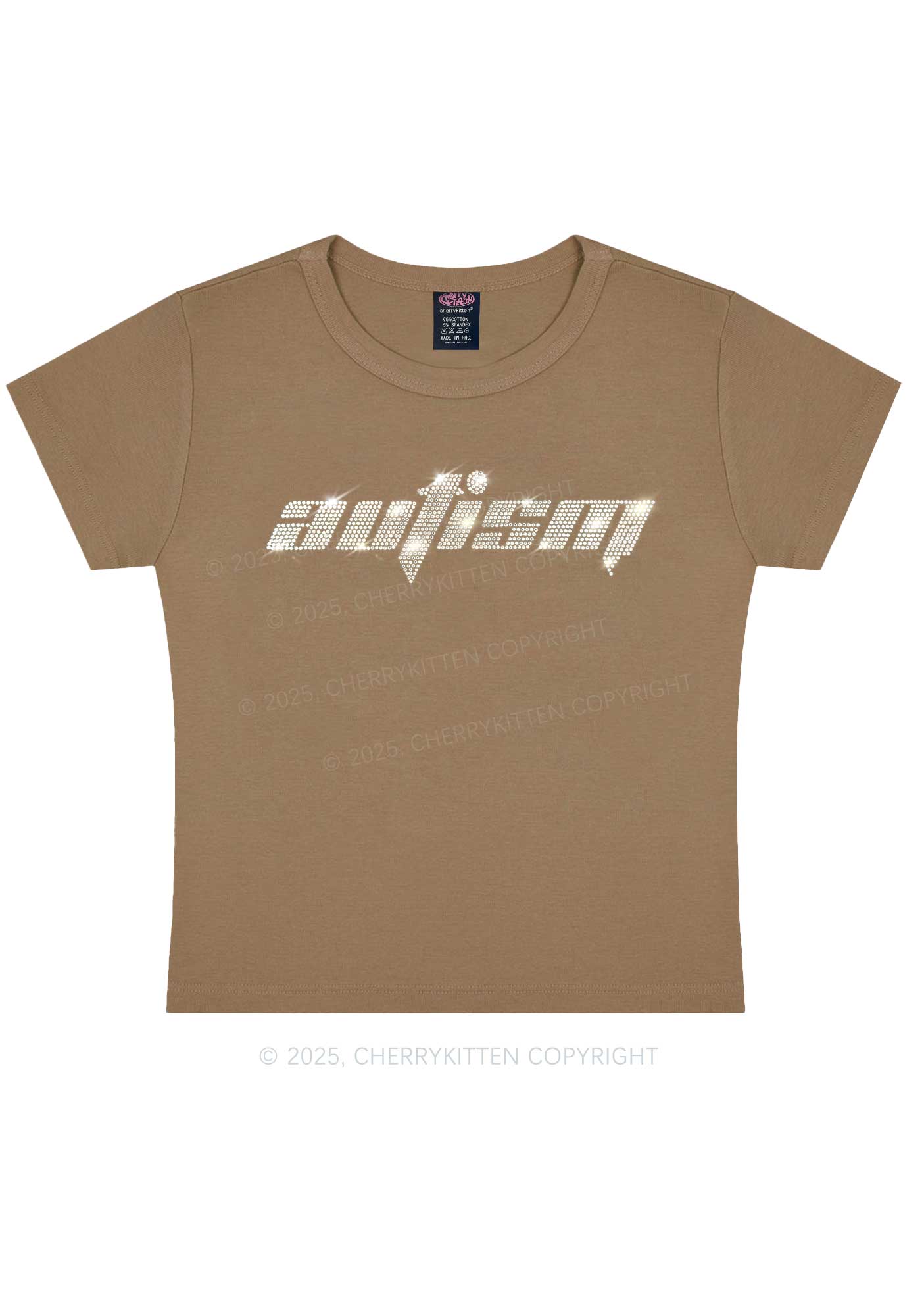 Rhinestone Autism Y2K Baby Tee Cherrykitten - Image 9