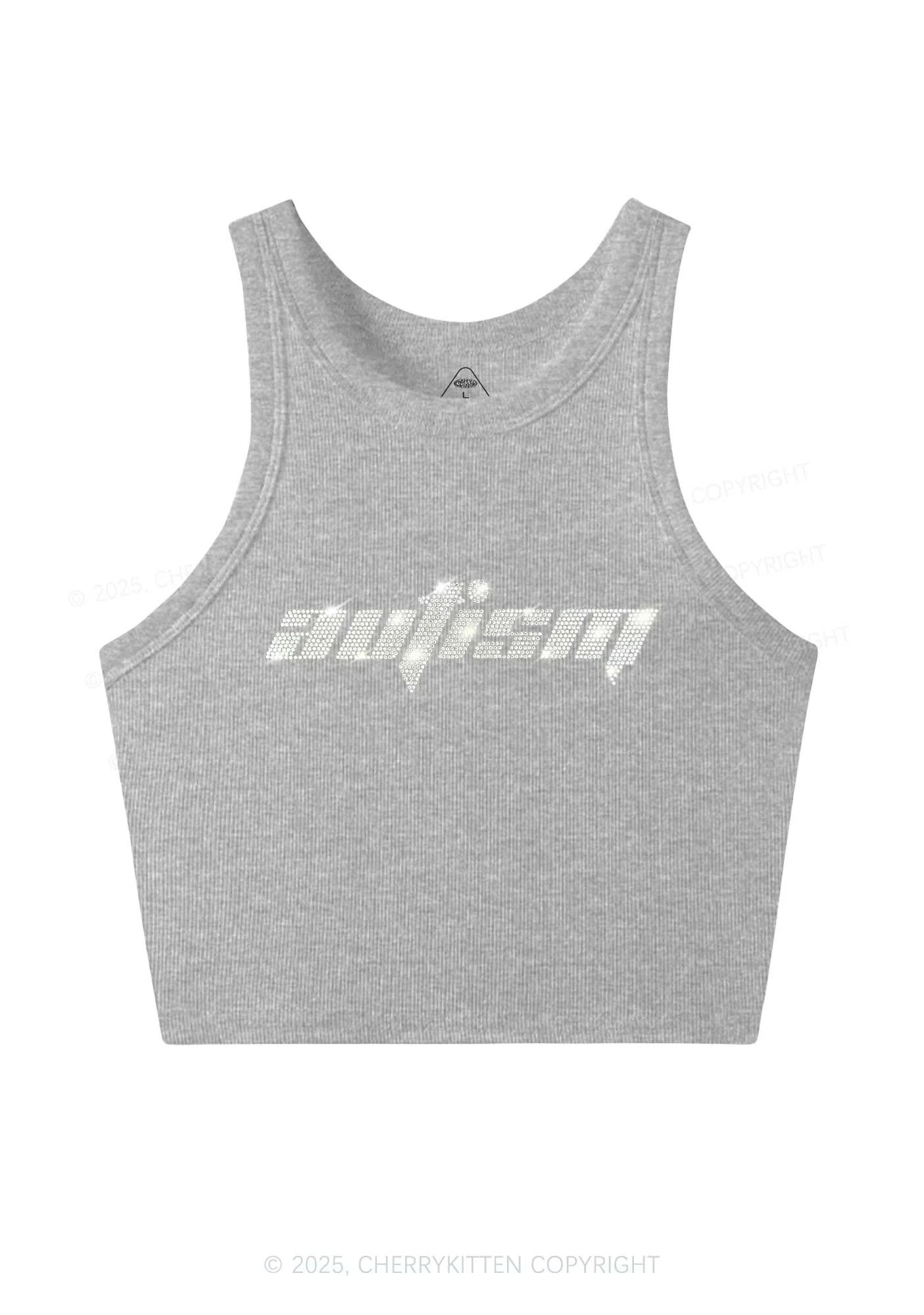 Rhinestone Autism Y2K Crop Tank Top Cherrykitten - Image 4