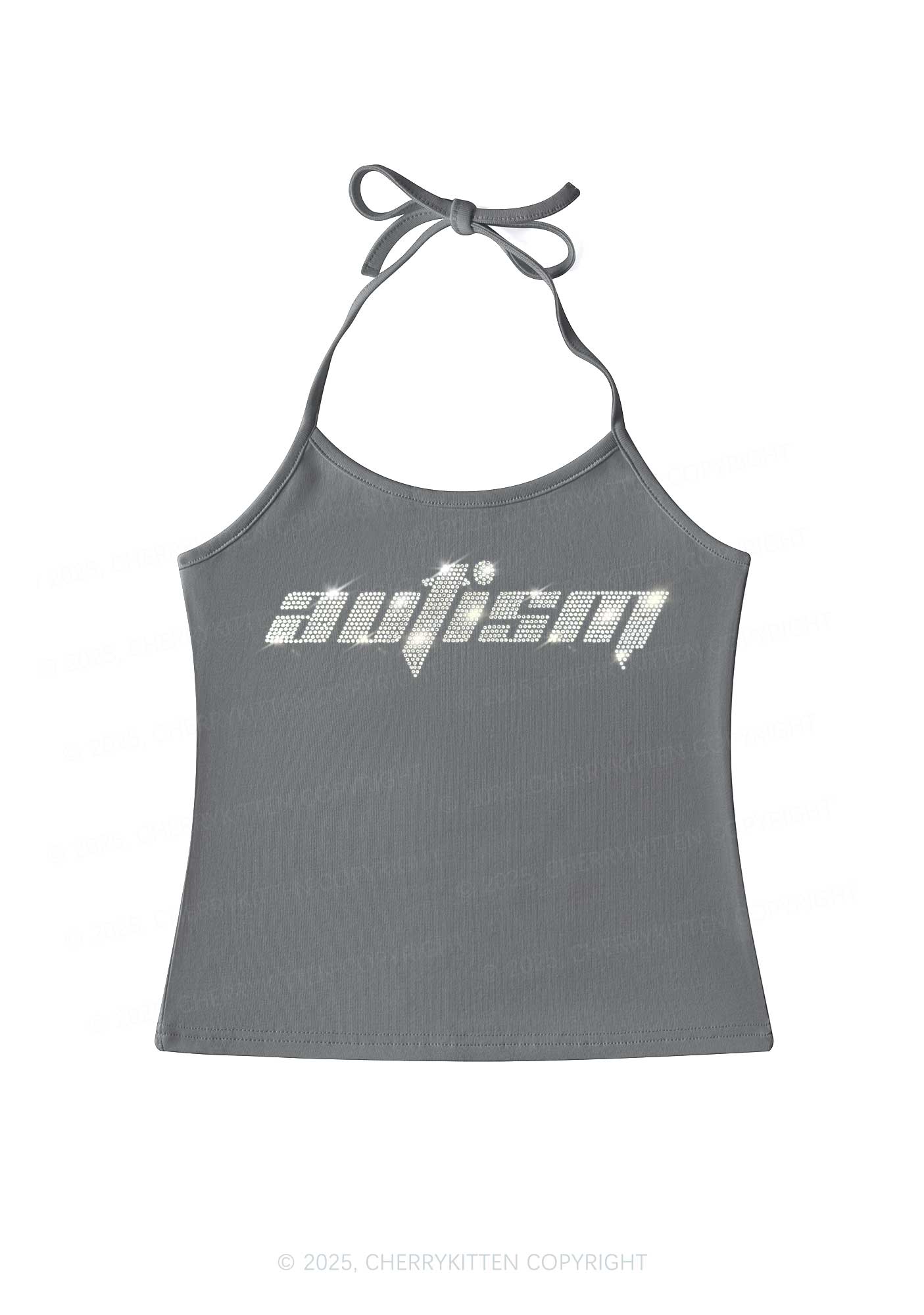 Rhinestone Autism Y2K Halter Neck Cami Cherrykitten - Image 4