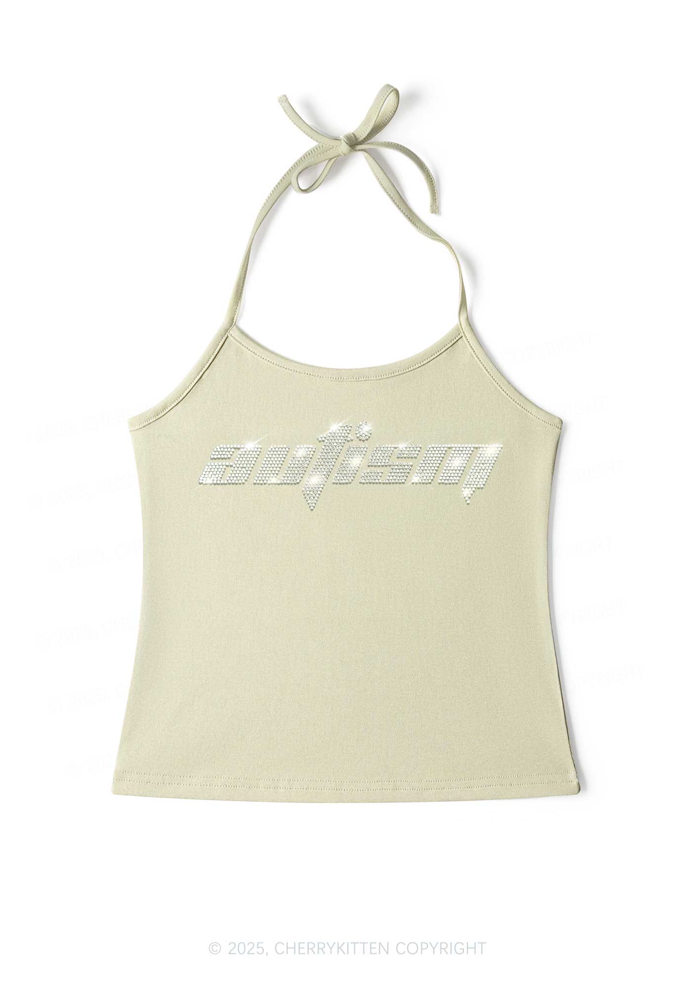 Rhinestone Autism Y2K Halter Neck Cami Cherrykitten - Image 5