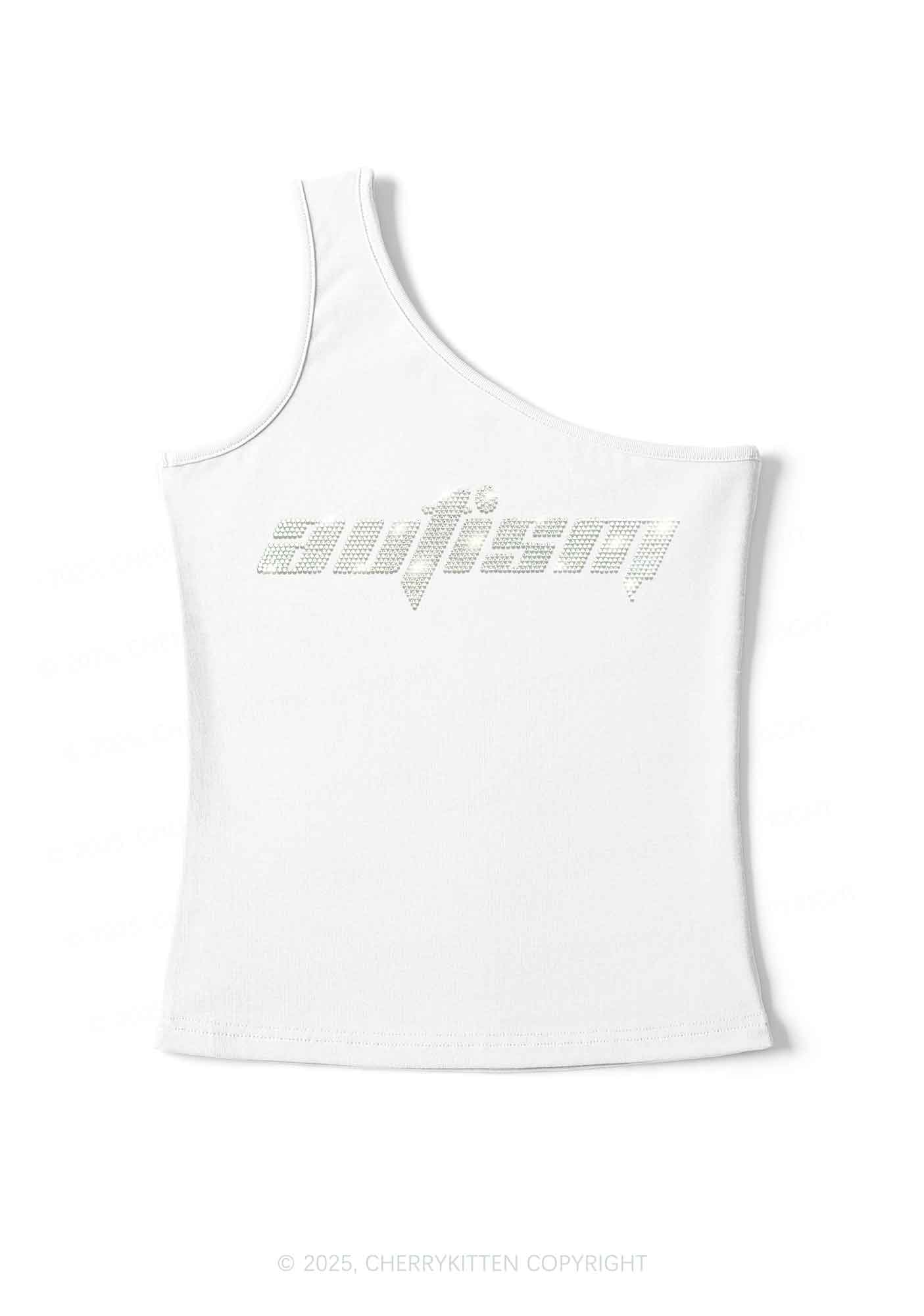 Rhinestone Autism Y2K One Shoulder Tank Top Cherrykitten - Image 3