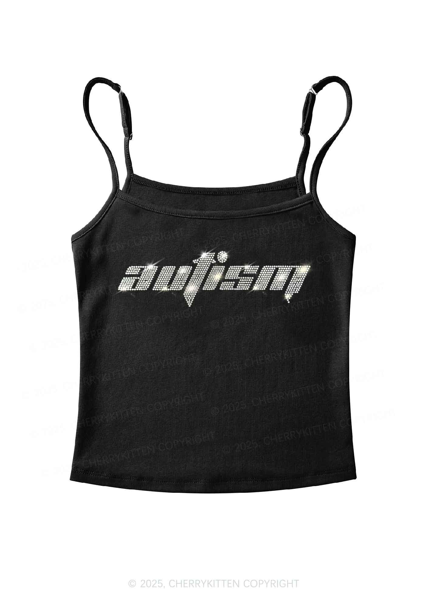 Rhinestone Autism Y2K Spaghetti Strap Cami Cherrykitten - Image 3