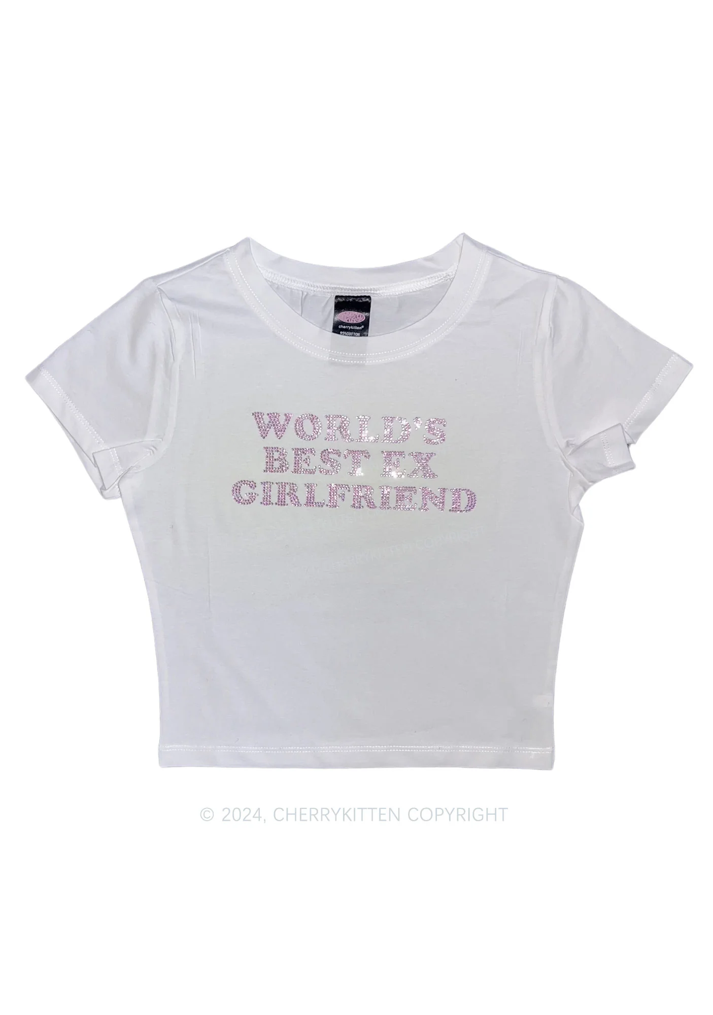 Rhinestone Best Ex Girlfriend Y2K Baby Tee Cherrykitten - Image 2