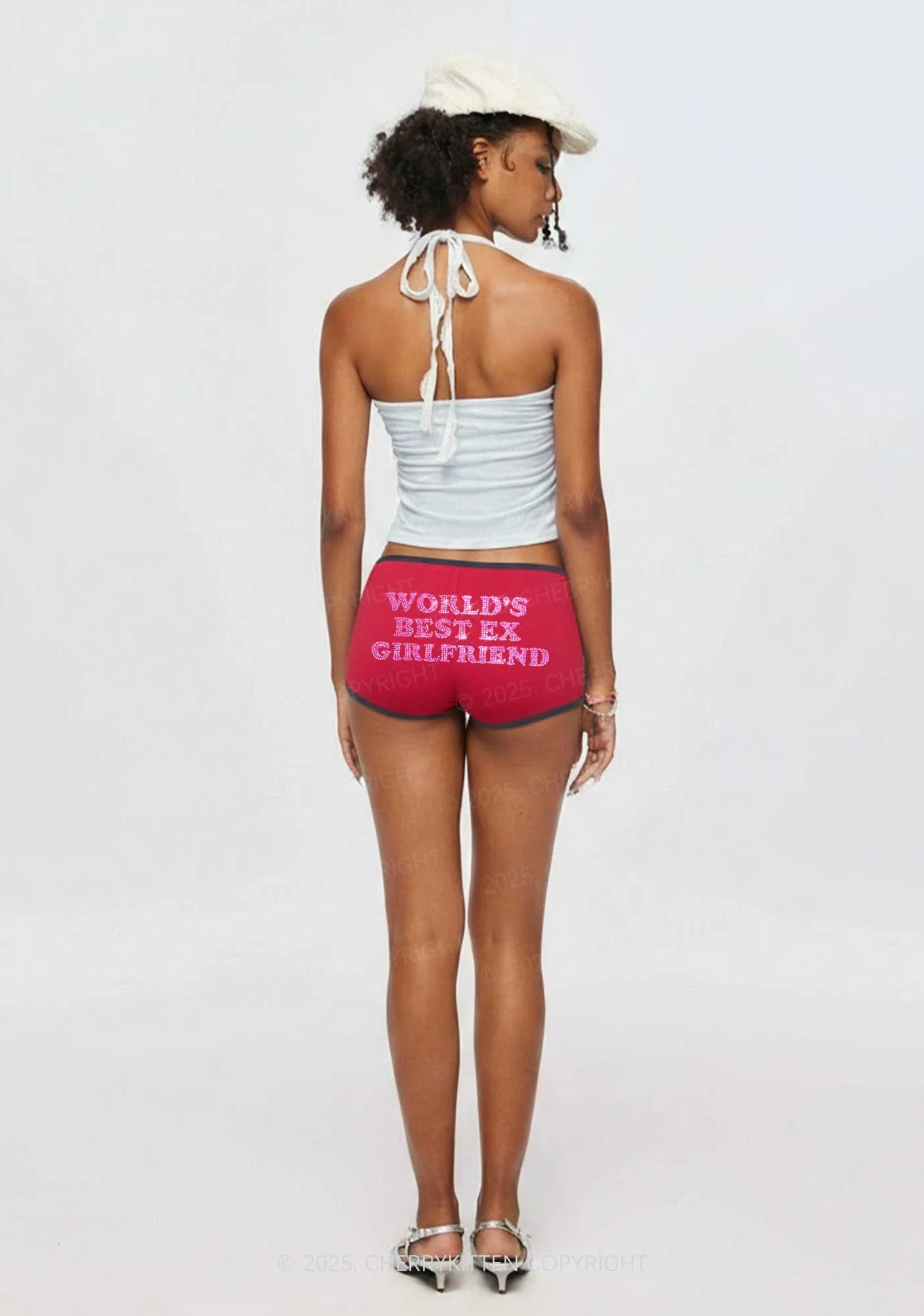 Rhinestone Best Ex Girlfriend Y2K Booty Shorts Cherrykitten - Image 2
