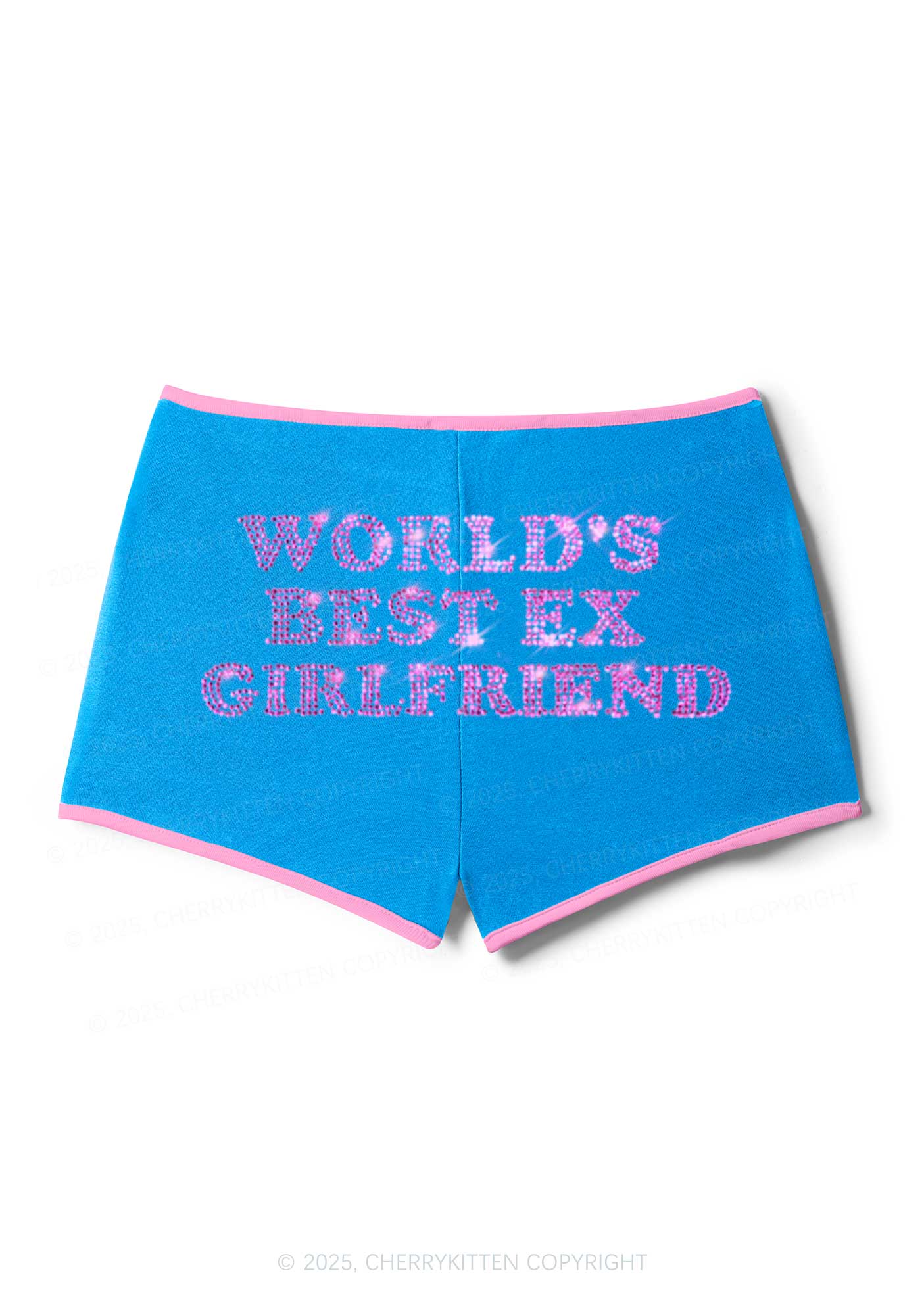 Rhinestone Best Ex Girlfriend Y2K Booty Shorts Cherrykitten - Image 3
