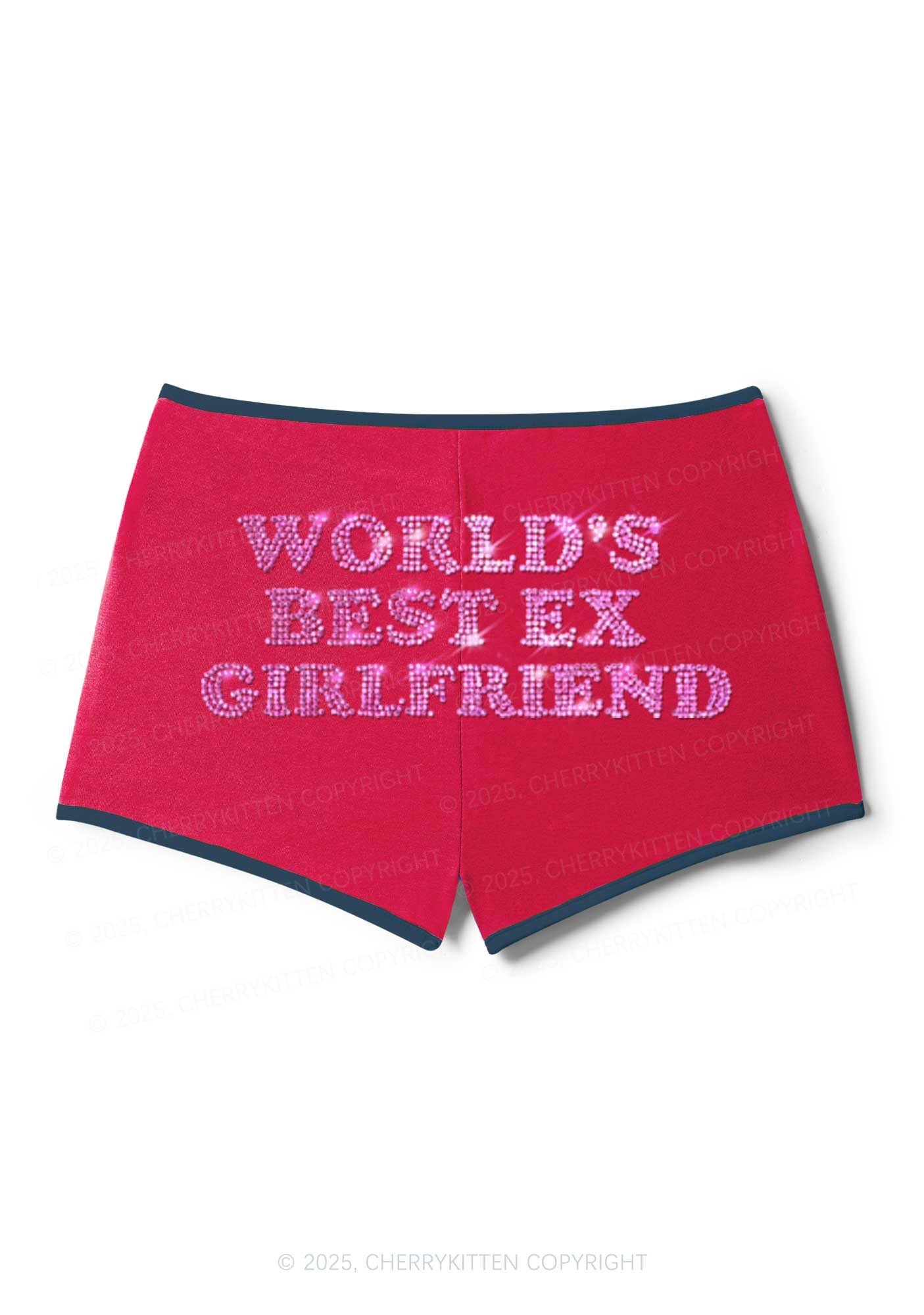 Rhinestone Best Ex Girlfriend Y2K Booty Shorts Cherrykitten - Image 4