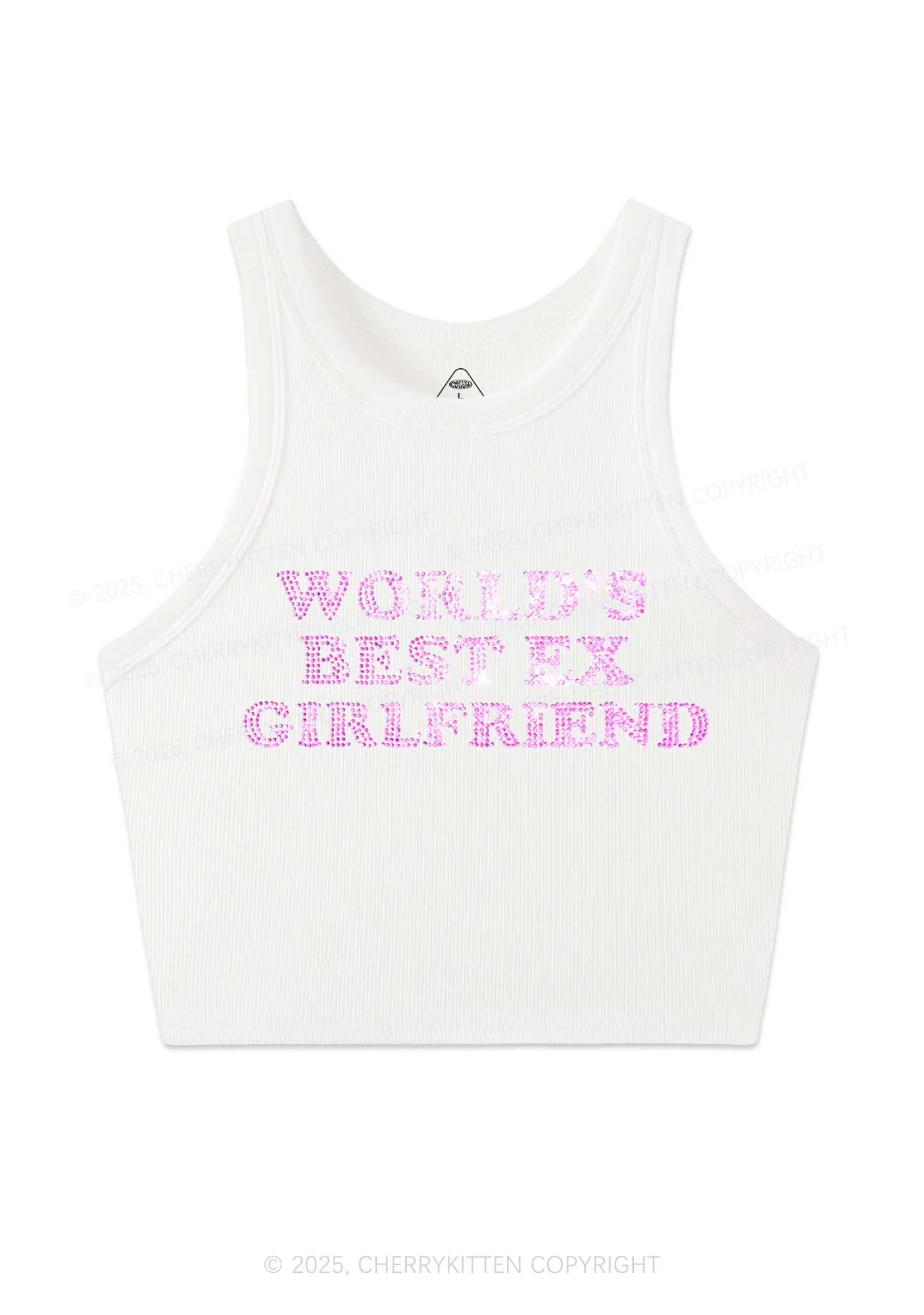 Rhinestone Best Ex Girlfriend Y2K Crop Tank Top Cherrykitten - Image 3