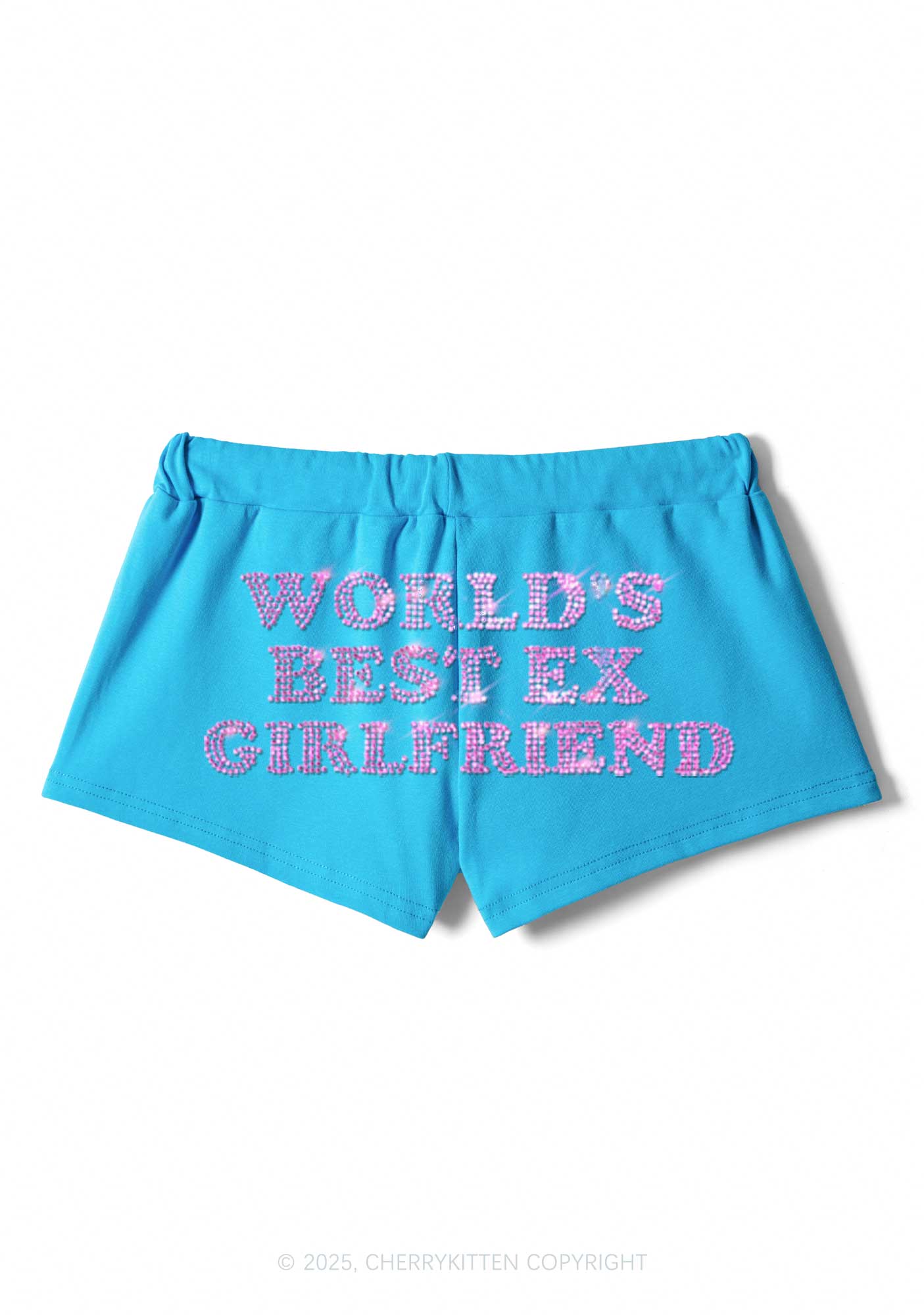 Rhinestone Best Ex Girlfriend Y2K Drawstring Mini Shorts Cherrykitten - Image 3