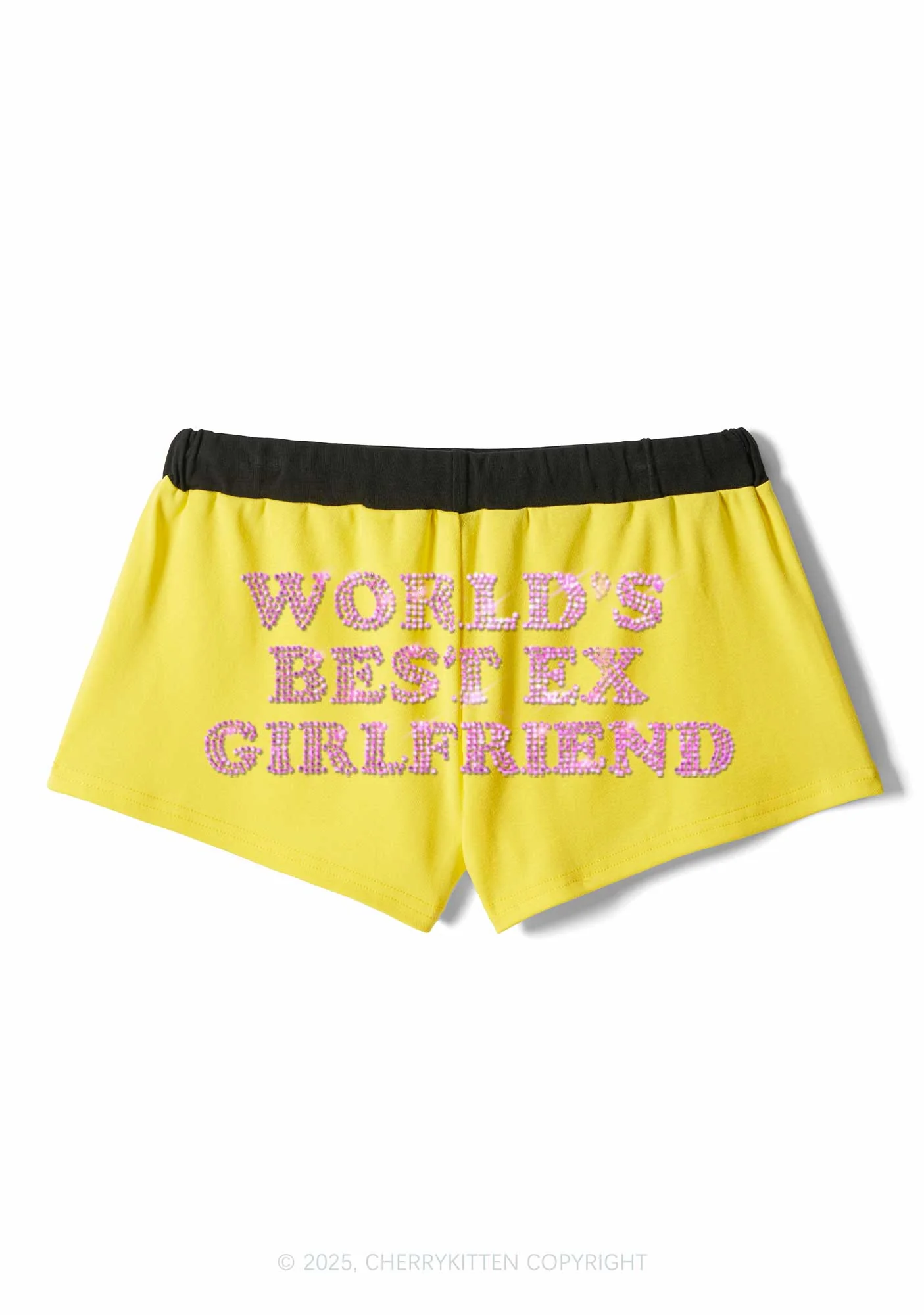 Rhinestone Best Ex Girlfriend Y2K Drawstring Mini Shorts Cherrykitten - Image 4
