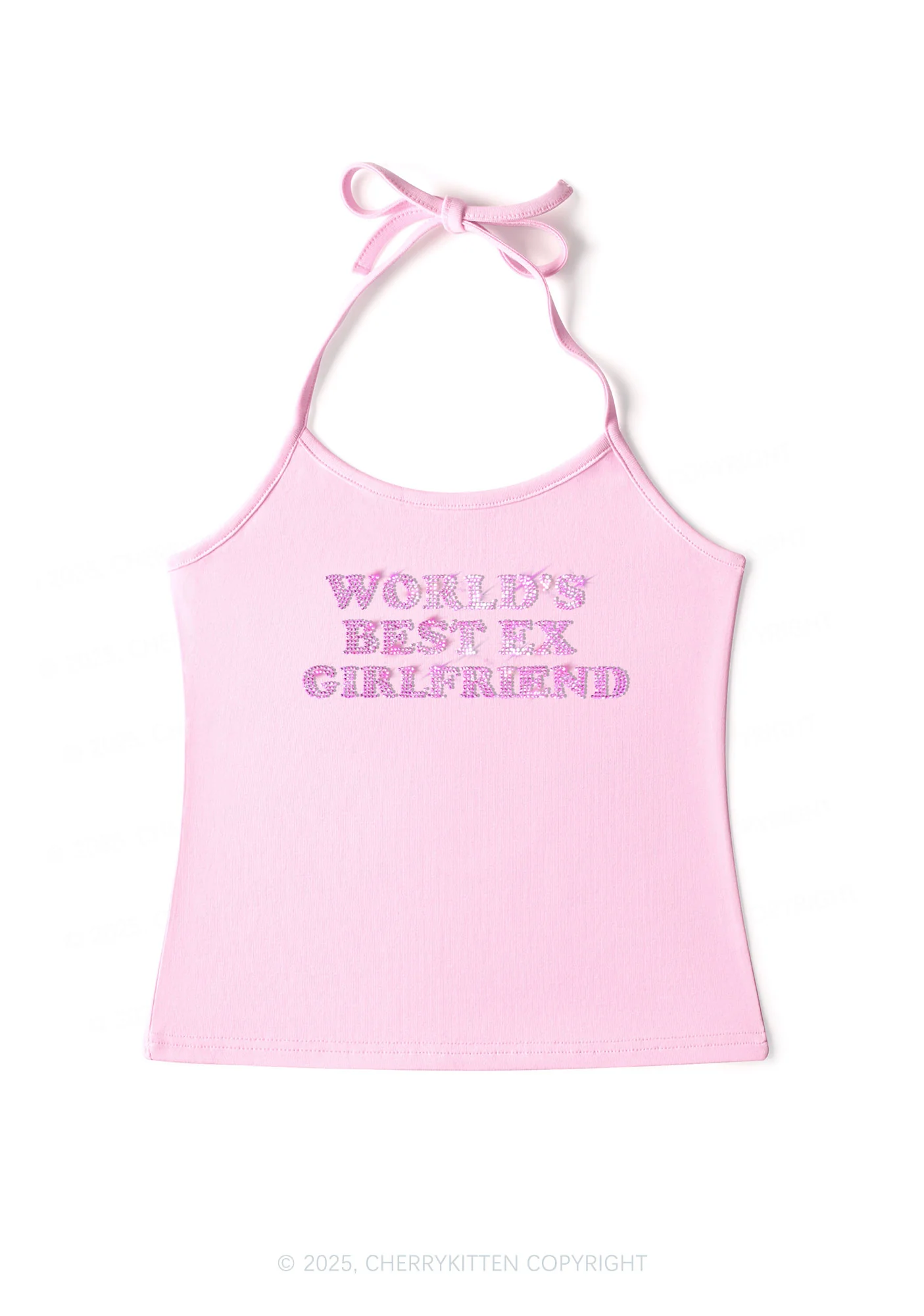 Rhinestone Best Ex Girlfriend Y2K Halter Neck Cami Cherrykitten - Image 4