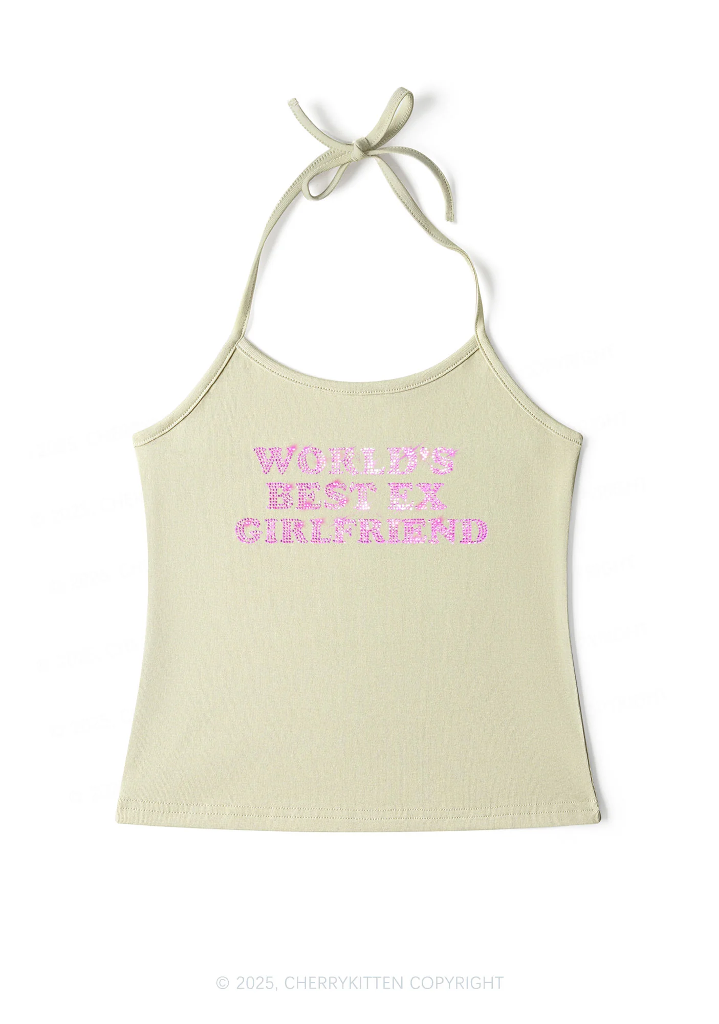 Rhinestone Best Ex Girlfriend Y2K Halter Neck Cami Cherrykitten - Image 5