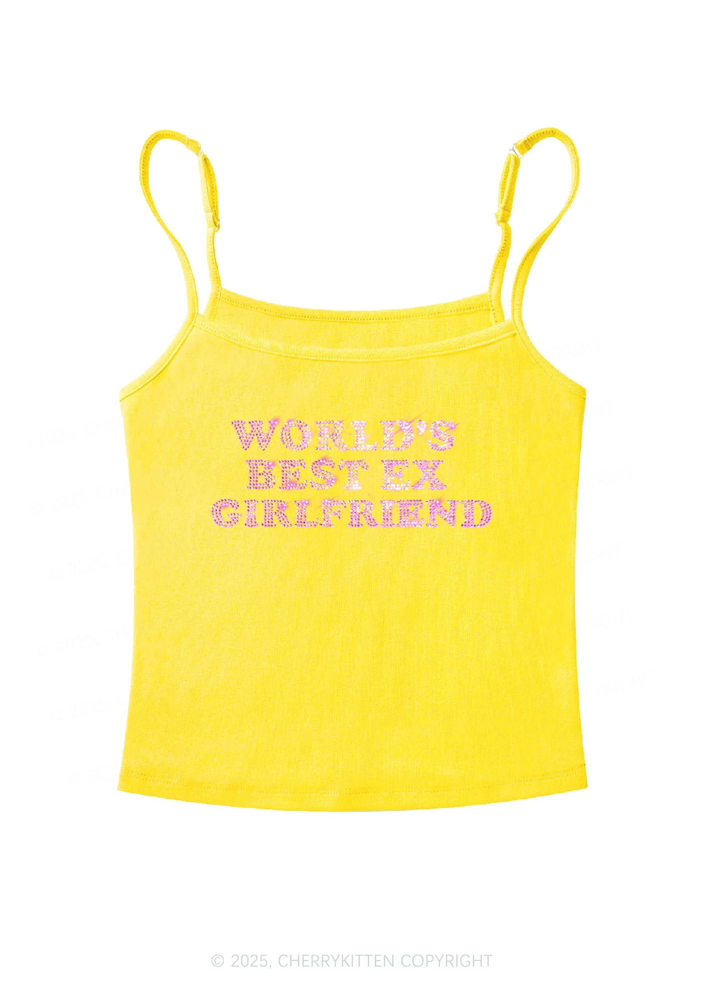 Rhinestone Best Ex Girlfriend Y2K Spaghetti Strap Cami Cherrykitten - Image 5