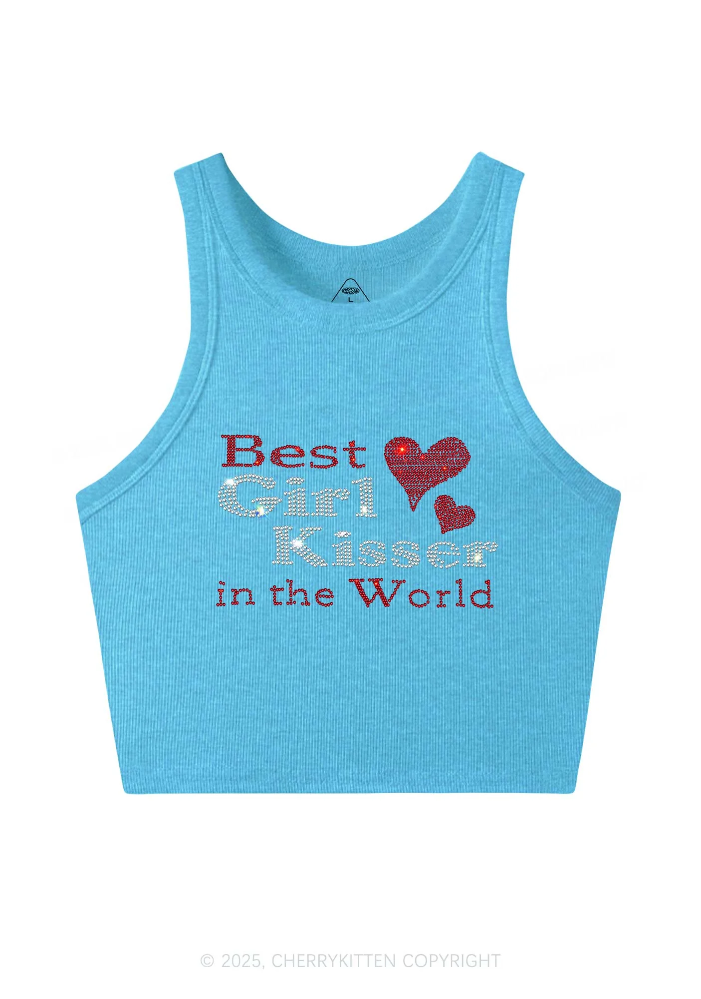 Rhinestone Best Girl Kisser Pride Y2K Crop Tank Top Cherrykitten - Image 4
